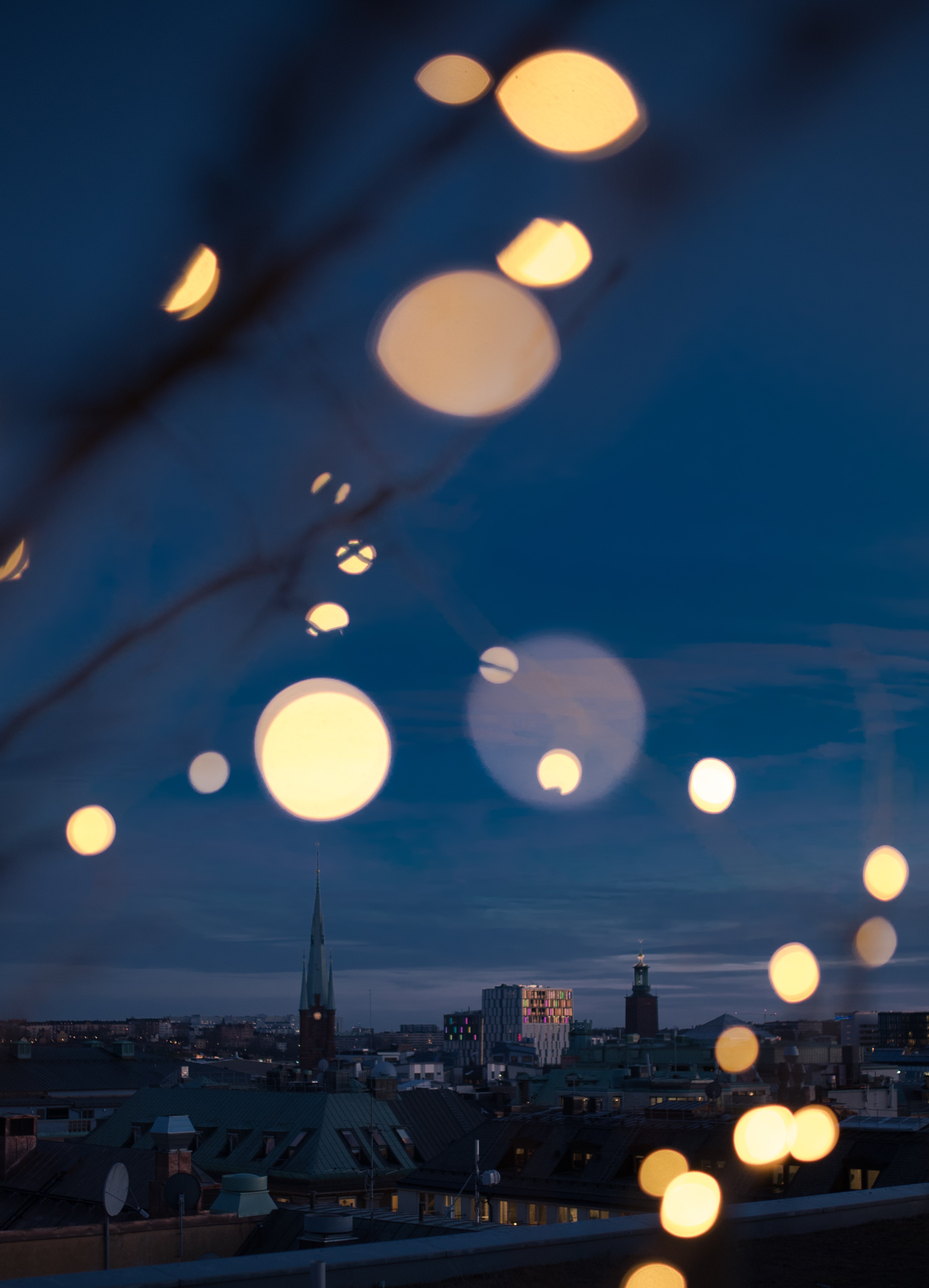 wallpapers bokeh, boquet, cities, sky, glare, night city, overview, review