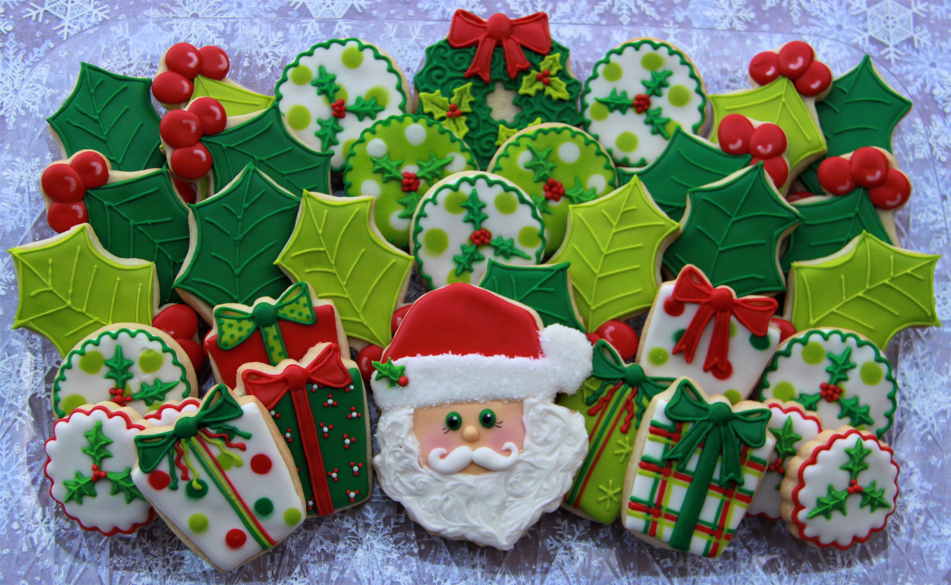 Завантажити шпалери безкоштовно Різдво, Печиво, Свято, Подарунок, Барвистий, Санта, Харчування картинка на робочий стіл ПК