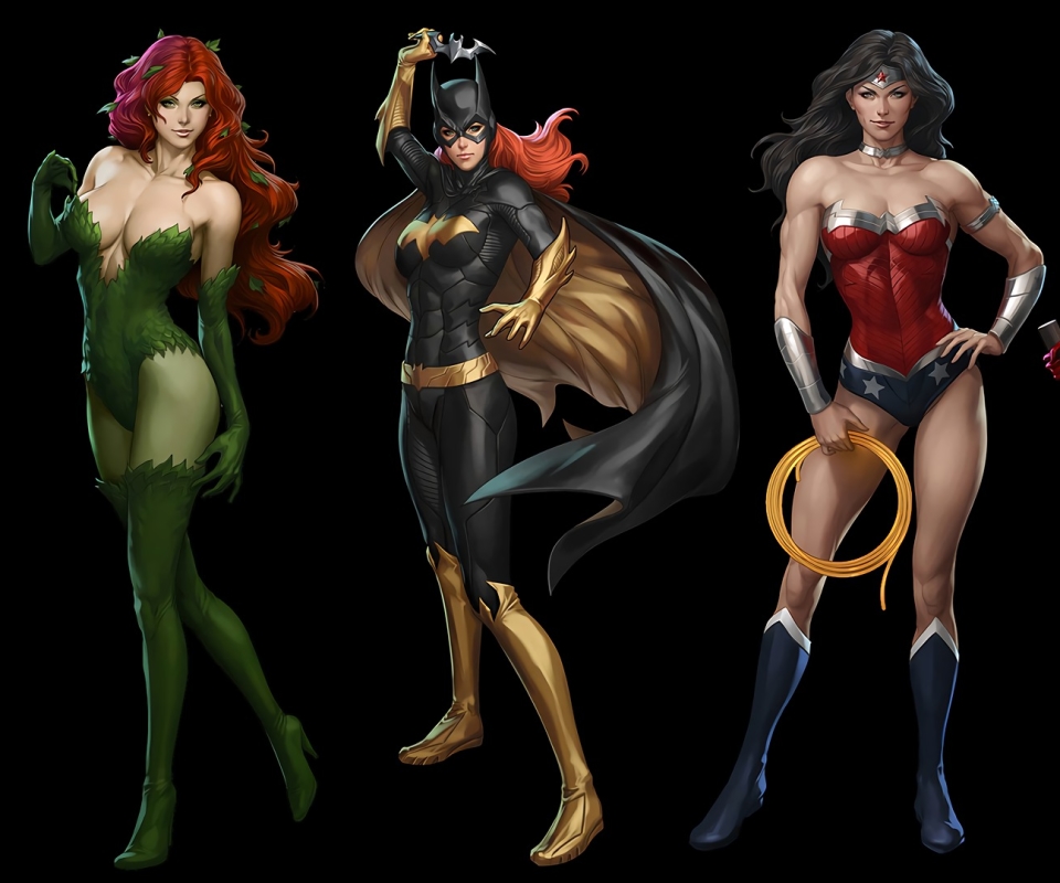 Laden Sie das Comics, Harley Quinn, Dc Comics, Giftiger Efeu, Wonderwoman, Batgirl, Wunderfrau-Bild kostenlos auf Ihren PC-Desktop herunter