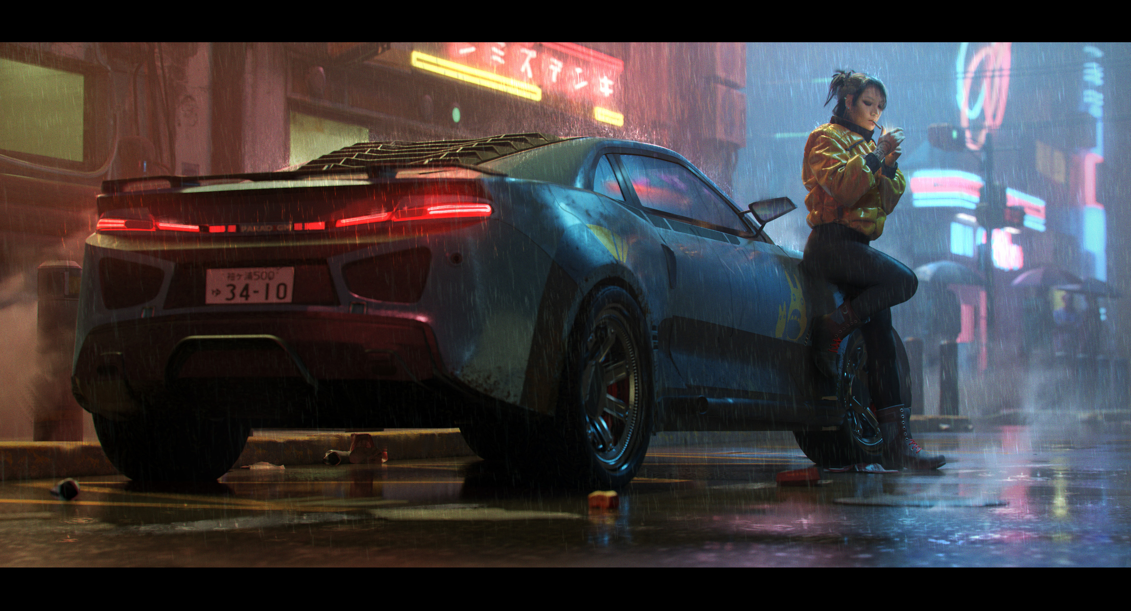 Free download wallpaper Rain, Night, Cyberpunk, Sci Fi on your PC desktop