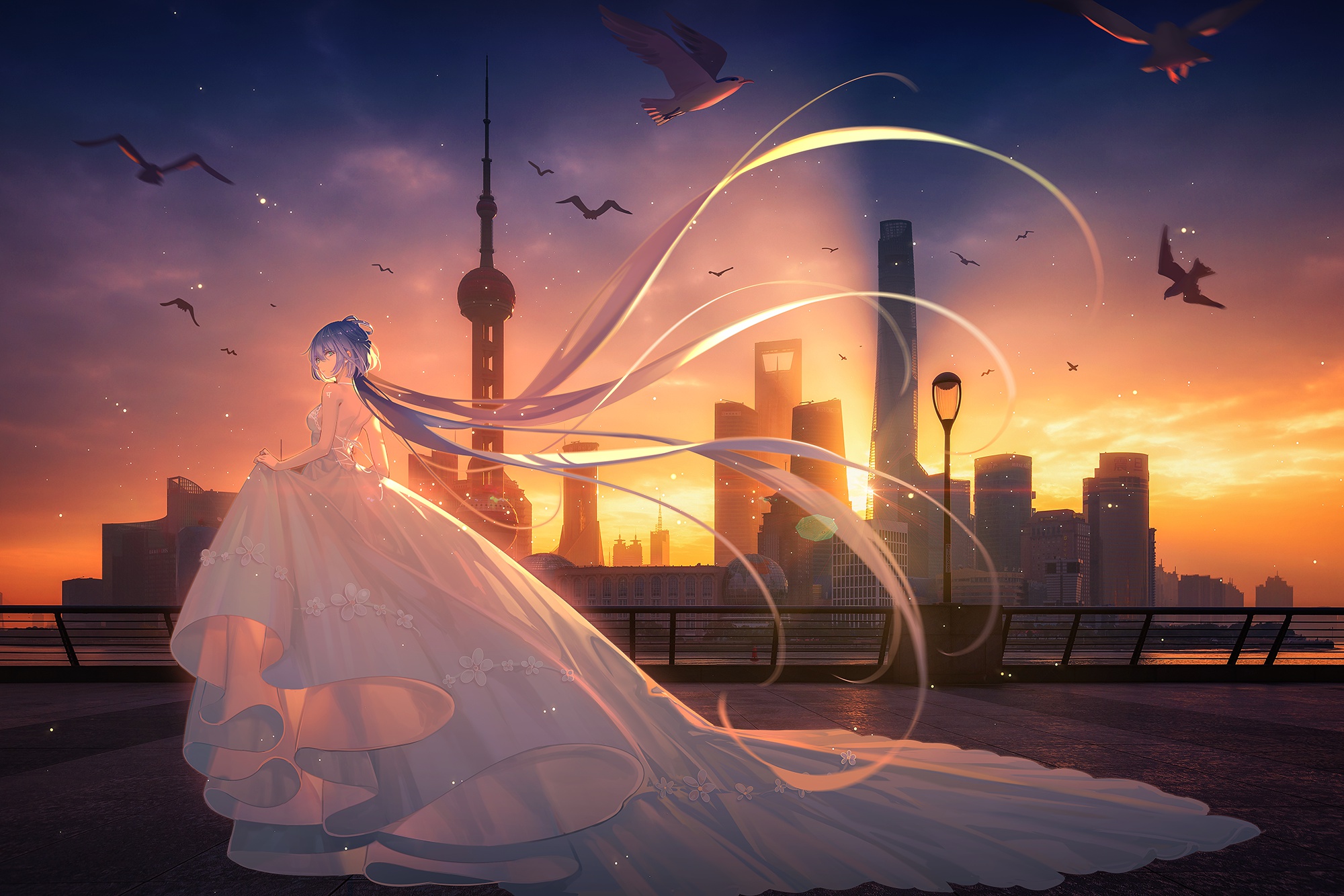 Laden Sie das Vocaloid, Animes, Lange Haare, Weißes Kleid, Luo Tianyi-Bild kostenlos auf Ihren PC-Desktop herunter