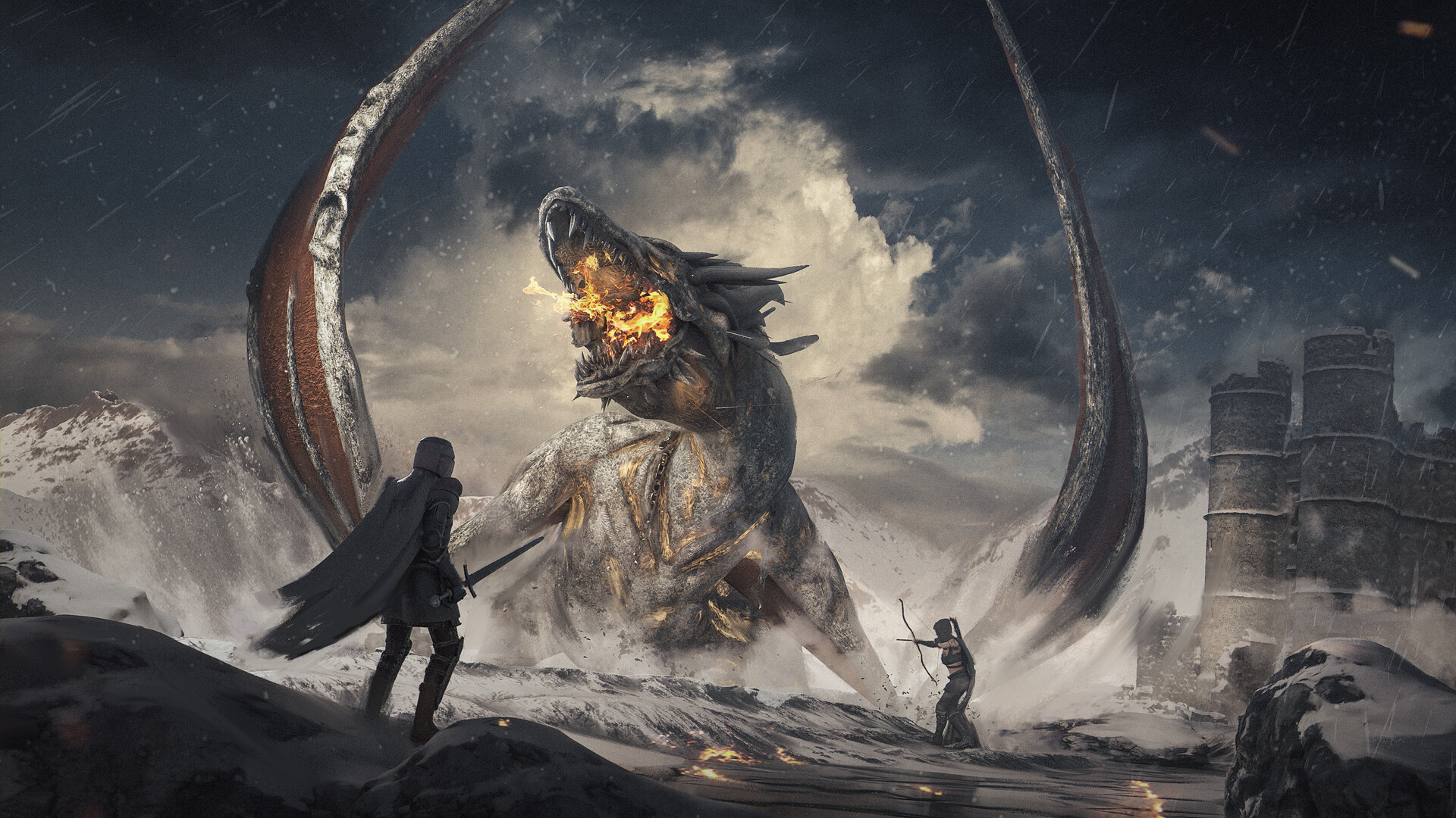Download mobile wallpaper Fantasy, Dragon, Knight for free.