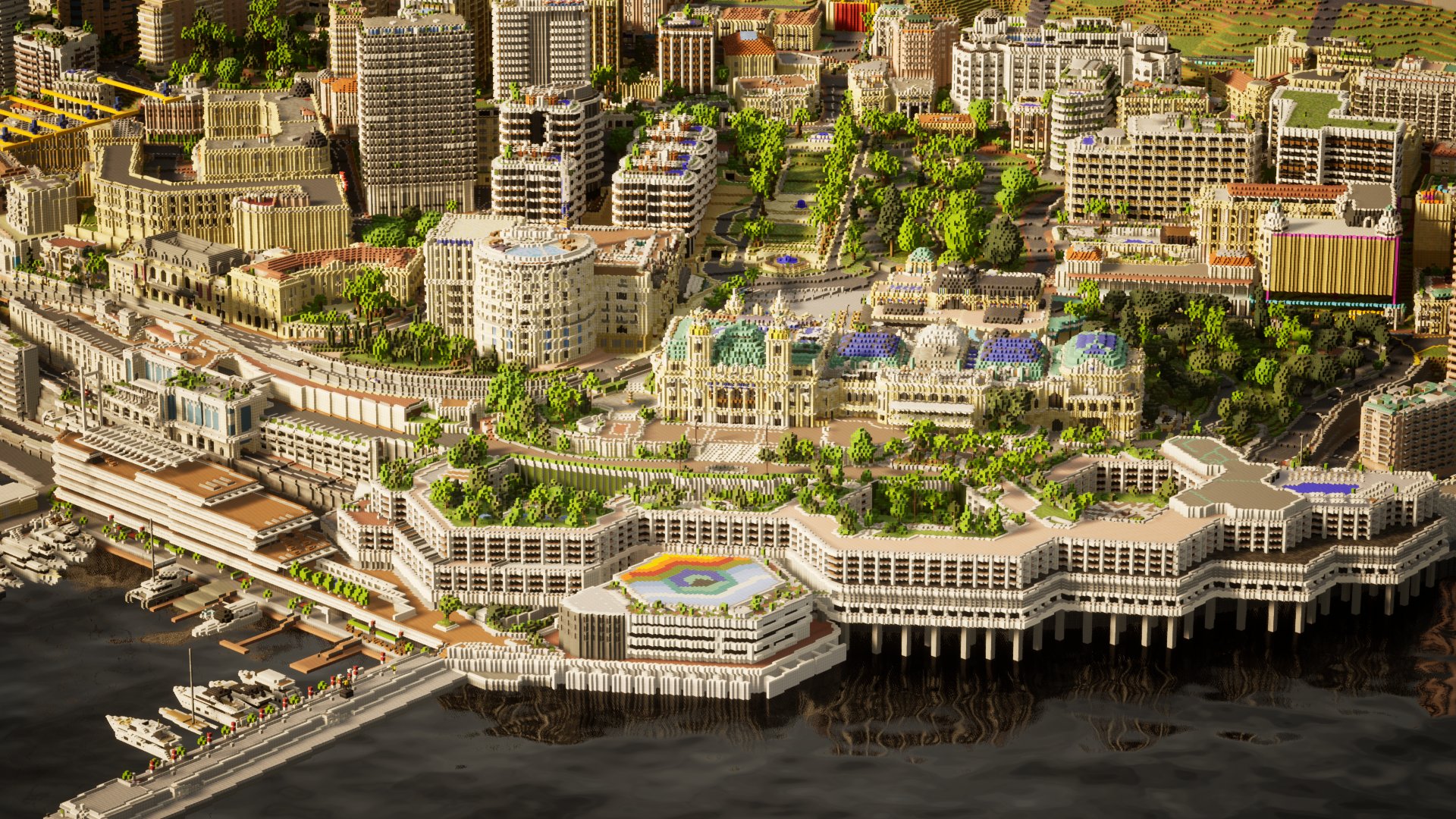 Handy-Wallpaper Minecraft, Monaco, Computerspiele, Großstadt kostenlos herunterladen.