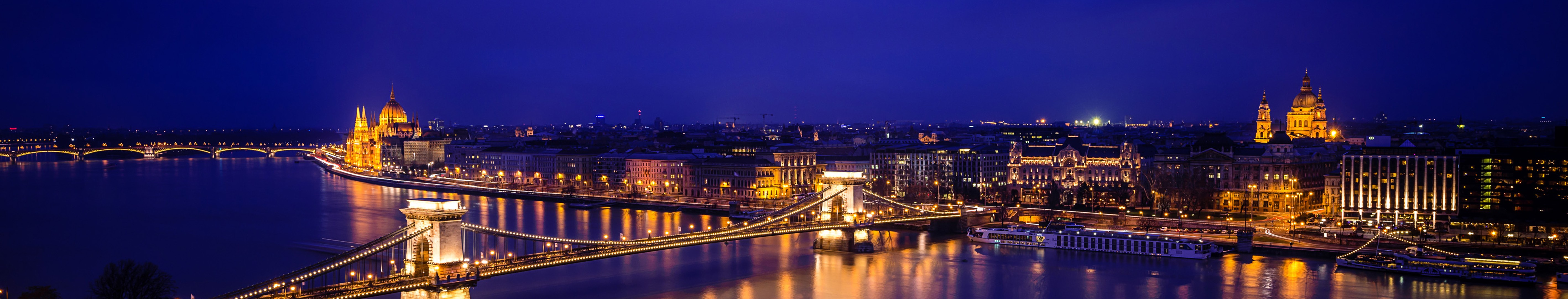 380751 скачать обои сделано человеком, будапешт, мост, здание, цепной мост, венгрия, ночь, панорама, река, города - заставки и картинки бесплатно