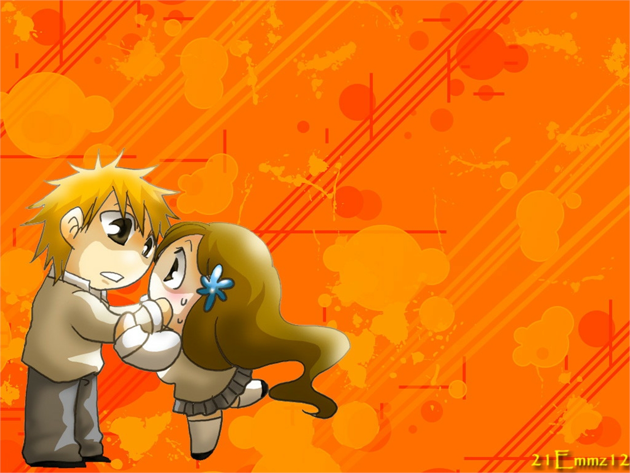 Handy-Wallpaper Bleach, Animes, Ichigo Kurosaki, Orihime Inoue kostenlos herunterladen.