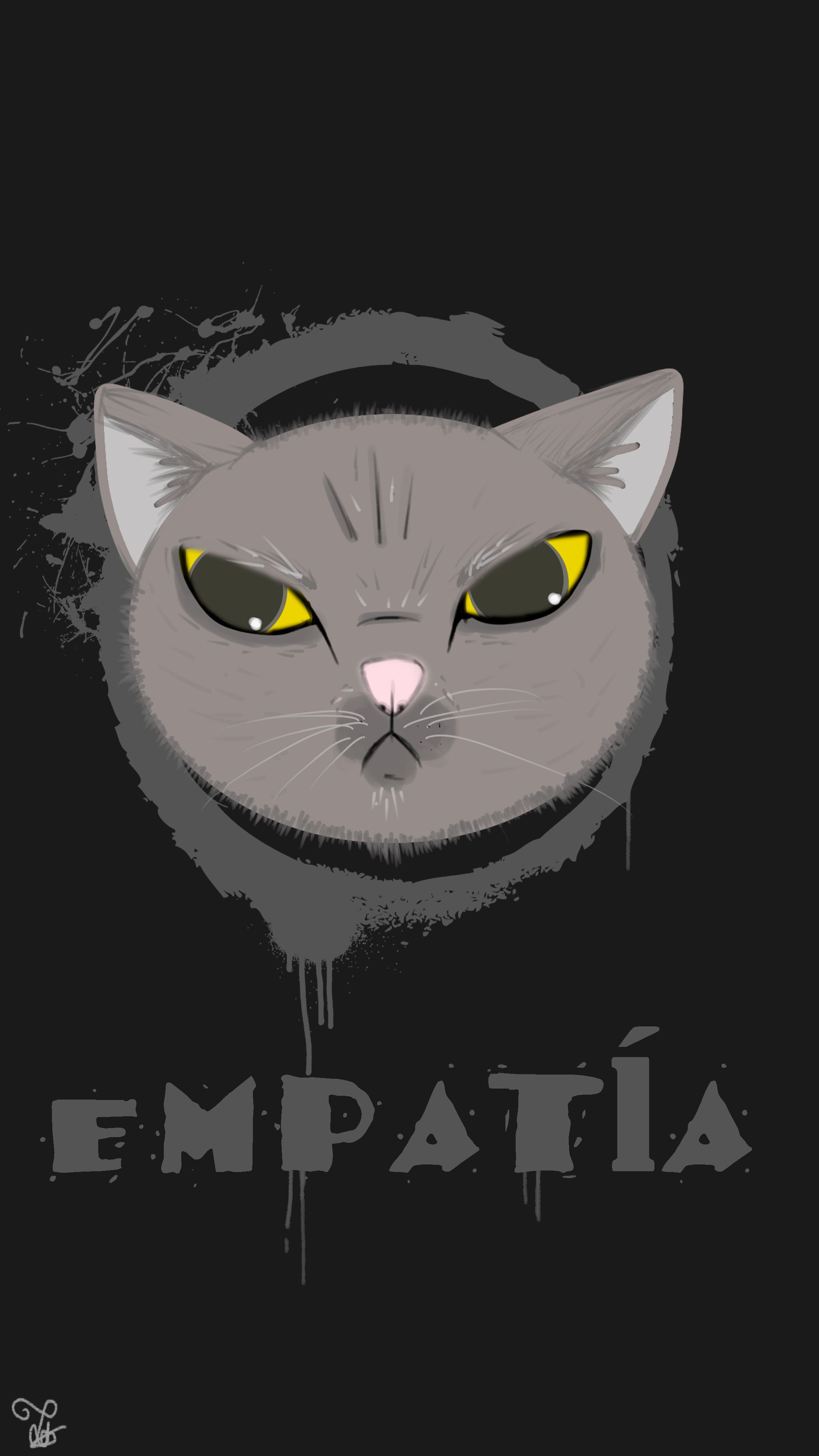 Download mobile wallpaper Cat, Drawing, Grey, Artistic for free.