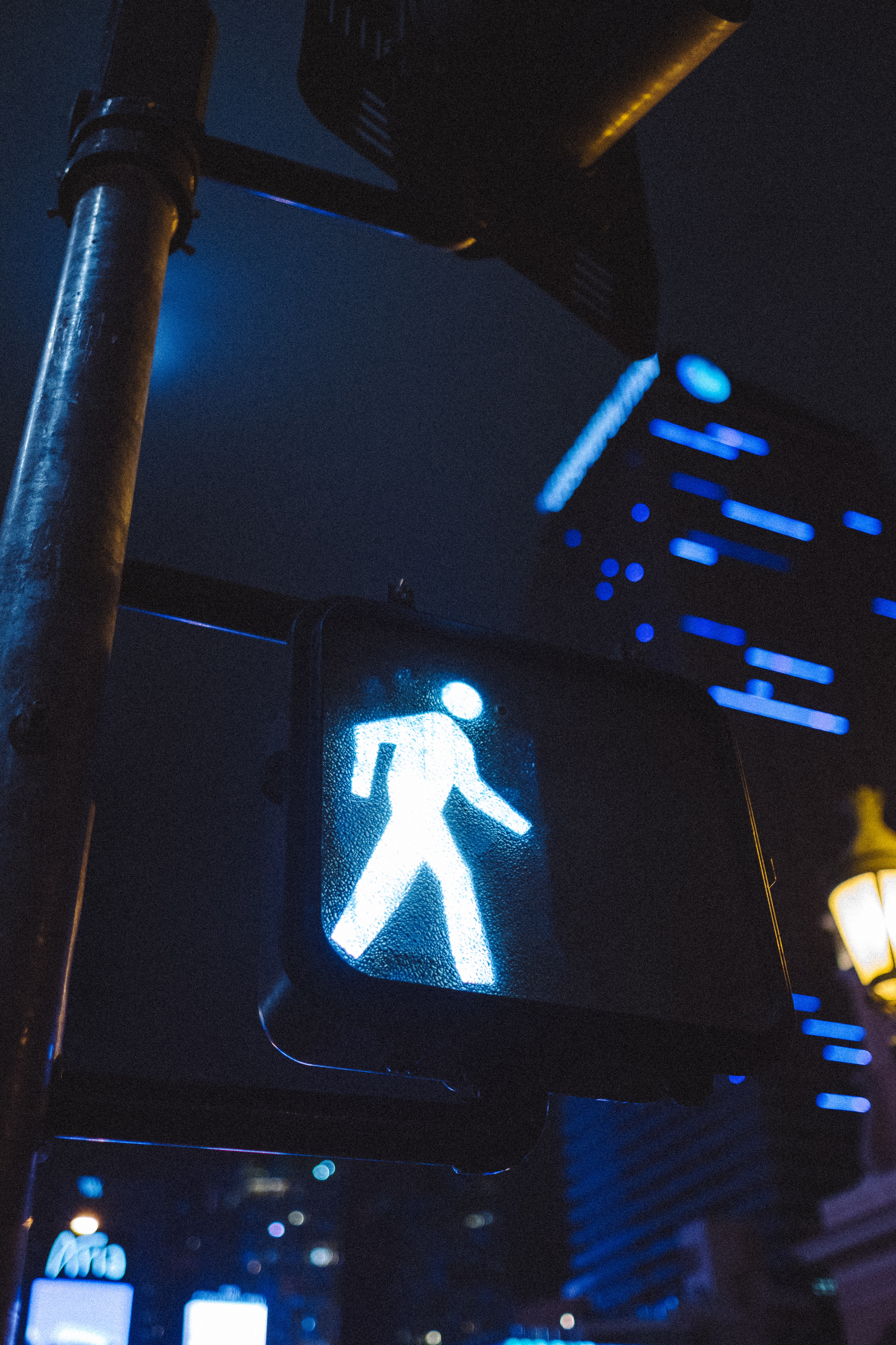 crosswalk, neon, miscellanea, miscellaneous, sign, pedestrian crossing