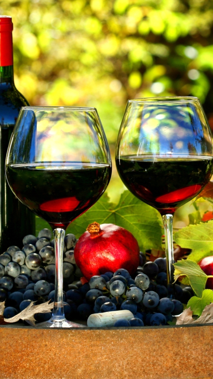 Download mobile wallpaper Food, Apple, Grapes, Still Life, Bottle, Wine for free.