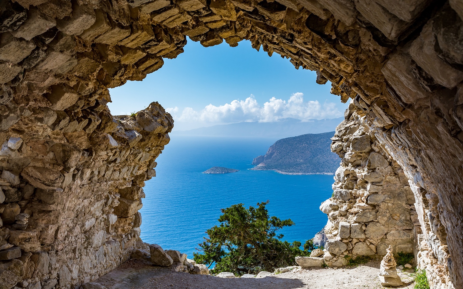無料モバイル壁紙洞窟, 海岸, 地球, 結石, アーチ, ギリシャをダウンロードします。