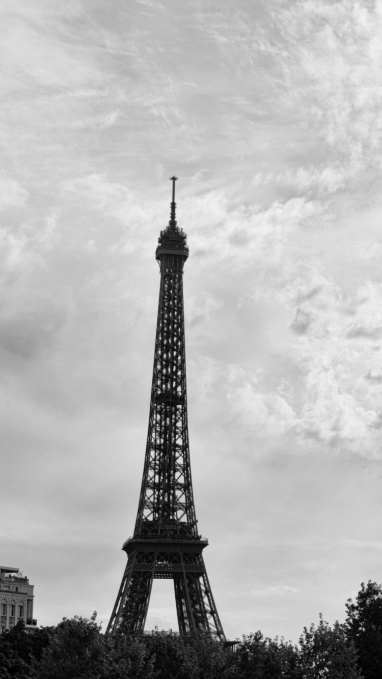 Download mobile wallpaper Eiffel Tower, Monuments, Monochrome, Man Made, Black & White for free.