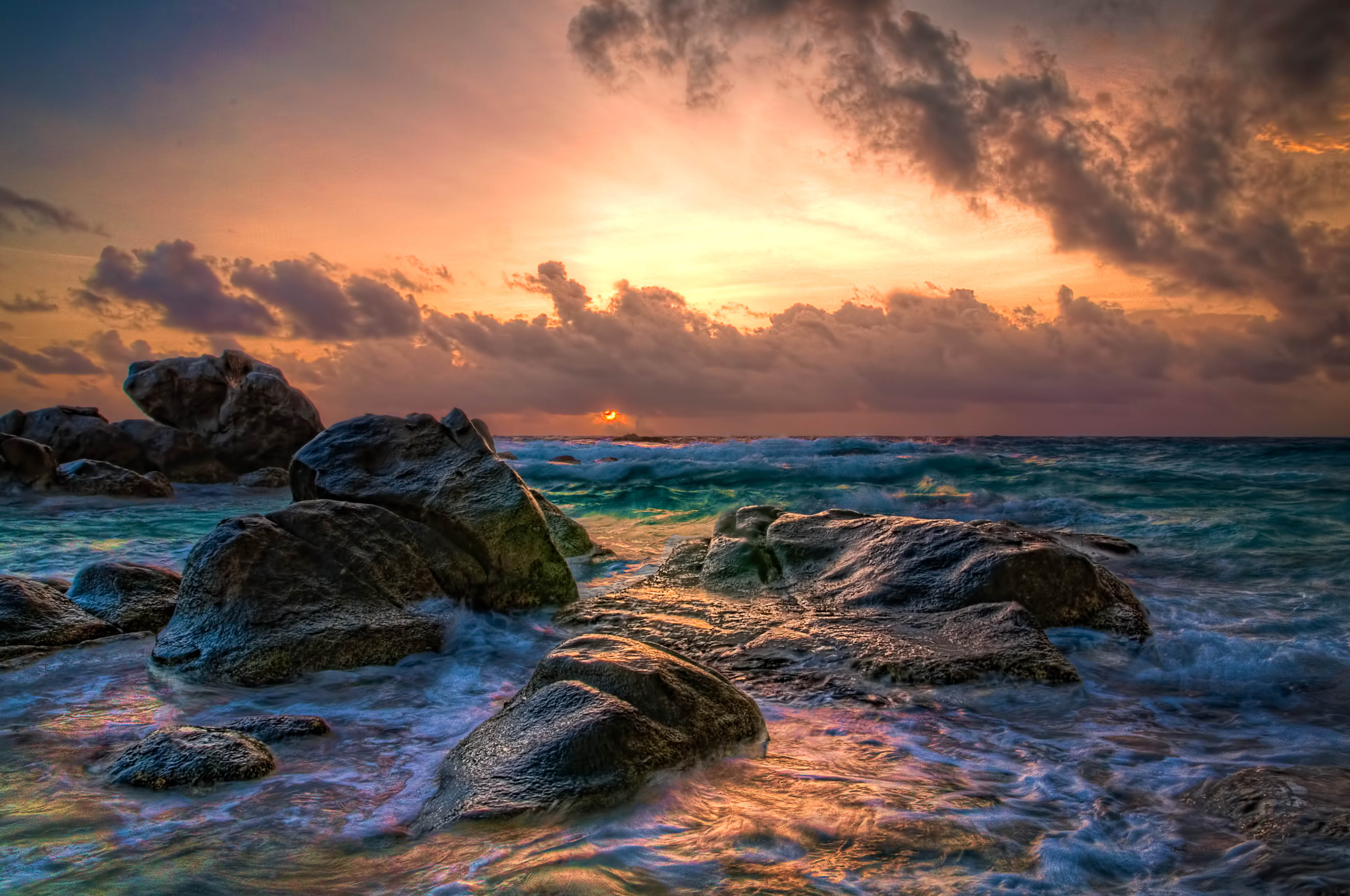 Free download wallpaper Sunset, Sky, Horizon, Ocean, Earth, Wave on your PC desktop