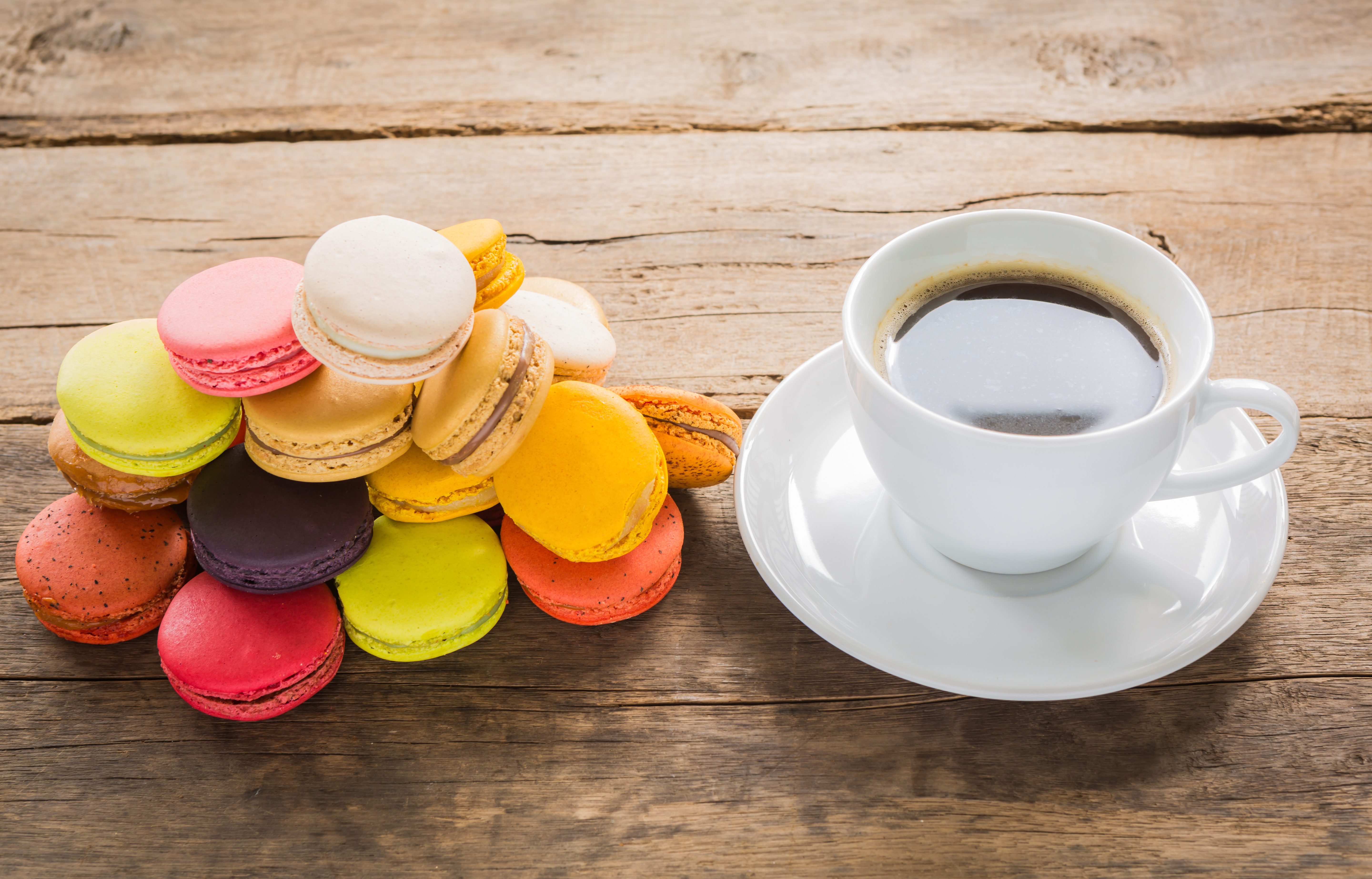Download mobile wallpaper Food, Coffee, Cup, Sweets, Macaron for free.