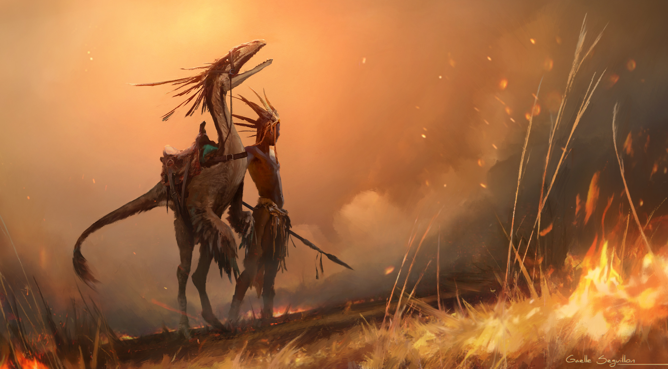 Free download wallpaper Fantasy, Fire, Warrior on your PC desktop