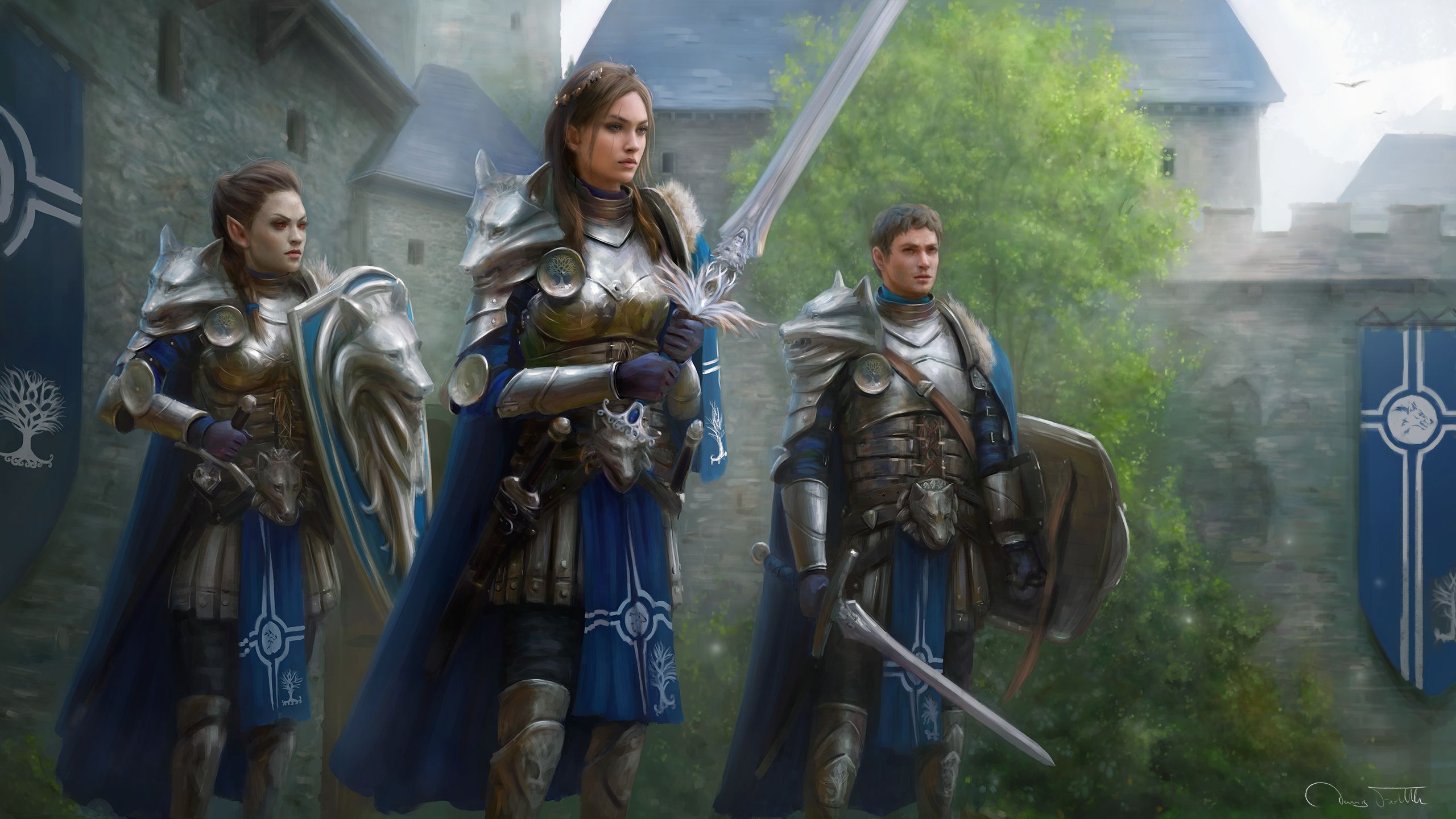 Download mobile wallpaper Fantasy, Warrior, Sword, Castle, Orc for free.