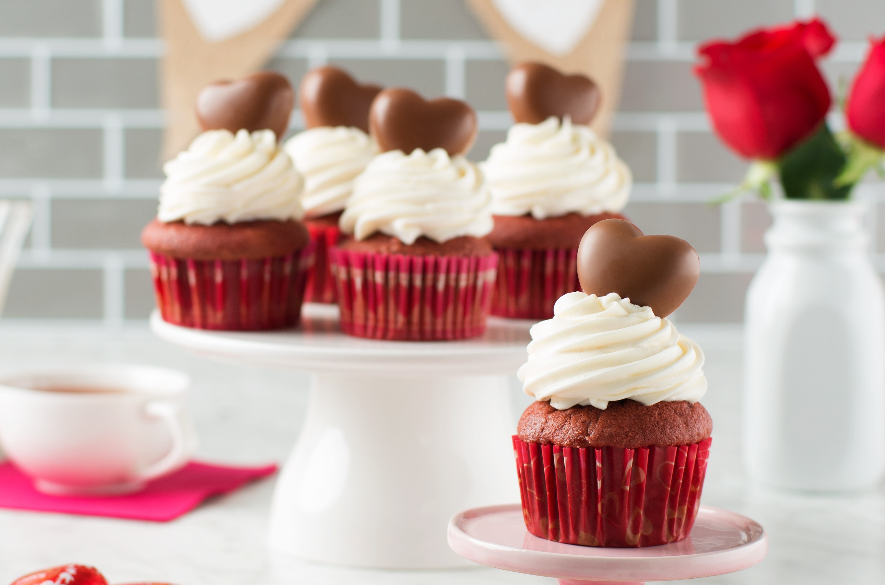 Download mobile wallpaper Food, Chocolate, Still Life, Cream, Cupcake, Heart Shaped for free.