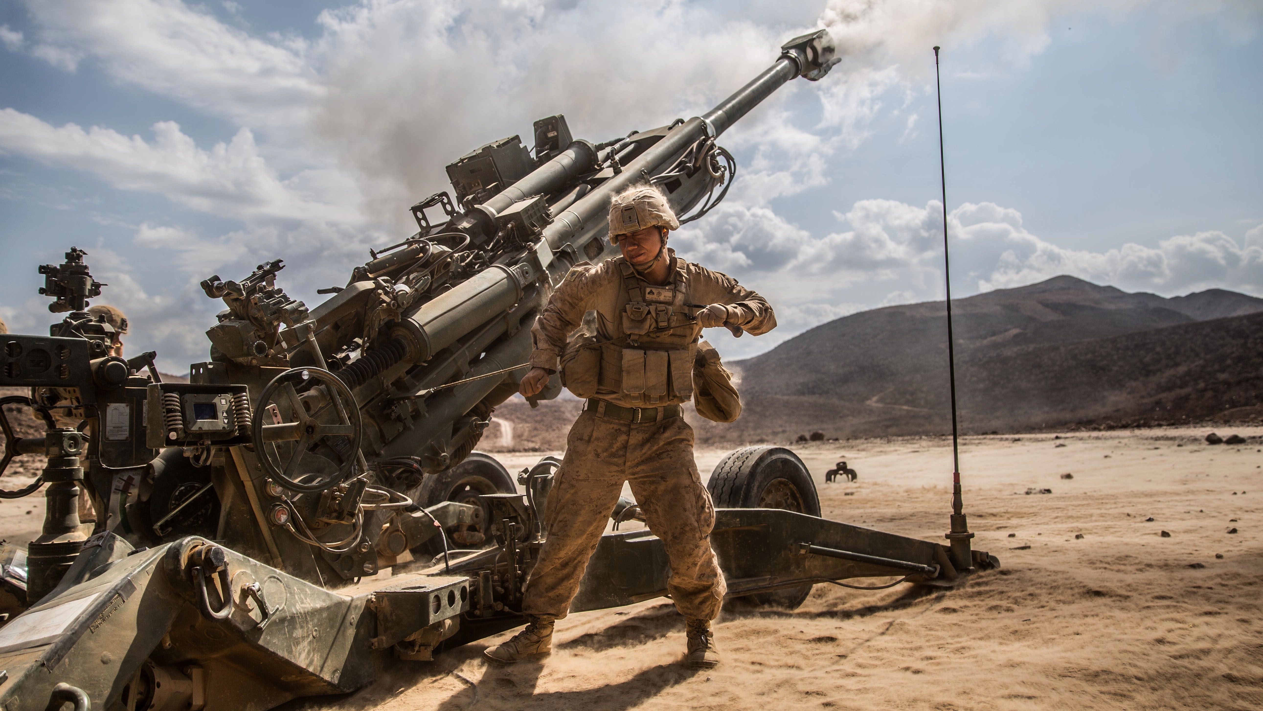 military, m777 howitzer, artillery, soldier