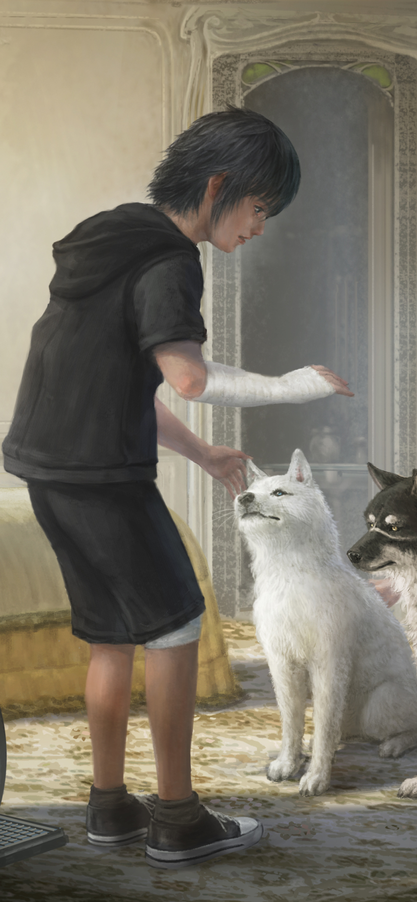 Download mobile wallpaper Final Fantasy, Dog, Video Game, Noctis Lucis Caelum, Final Fantasy Xv for free.