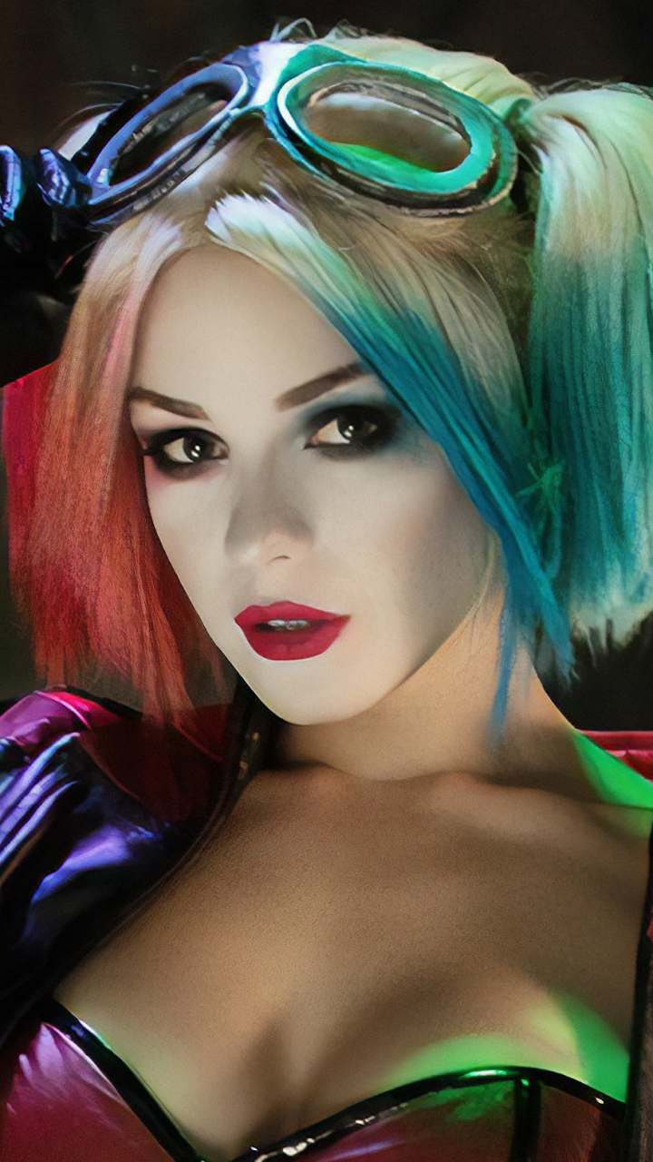 Descarga gratuita de fondo de pantalla para móvil de Mujeres, Harley Quinn, Dc Comics, Colas Gemelas, Lápiz Labial, Cosplay.