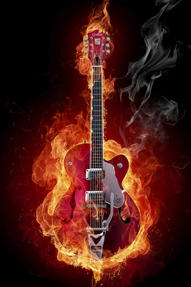 1299634 descargar fondo de pantalla guitarra electrica, música, guitarra, fuego, llama: protectores de pantalla e imágenes gratis