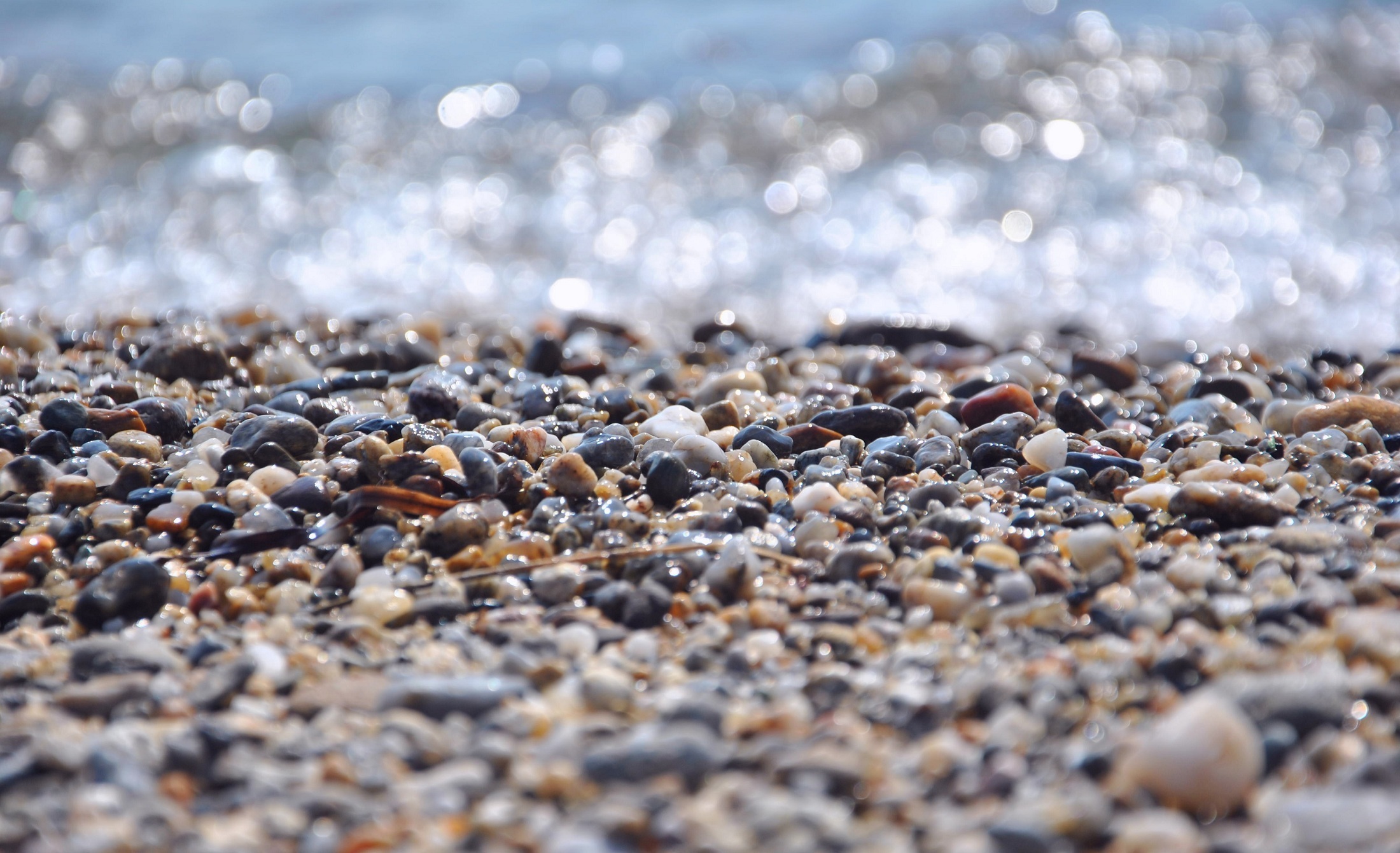 earth, beach, bokeh, pebbles