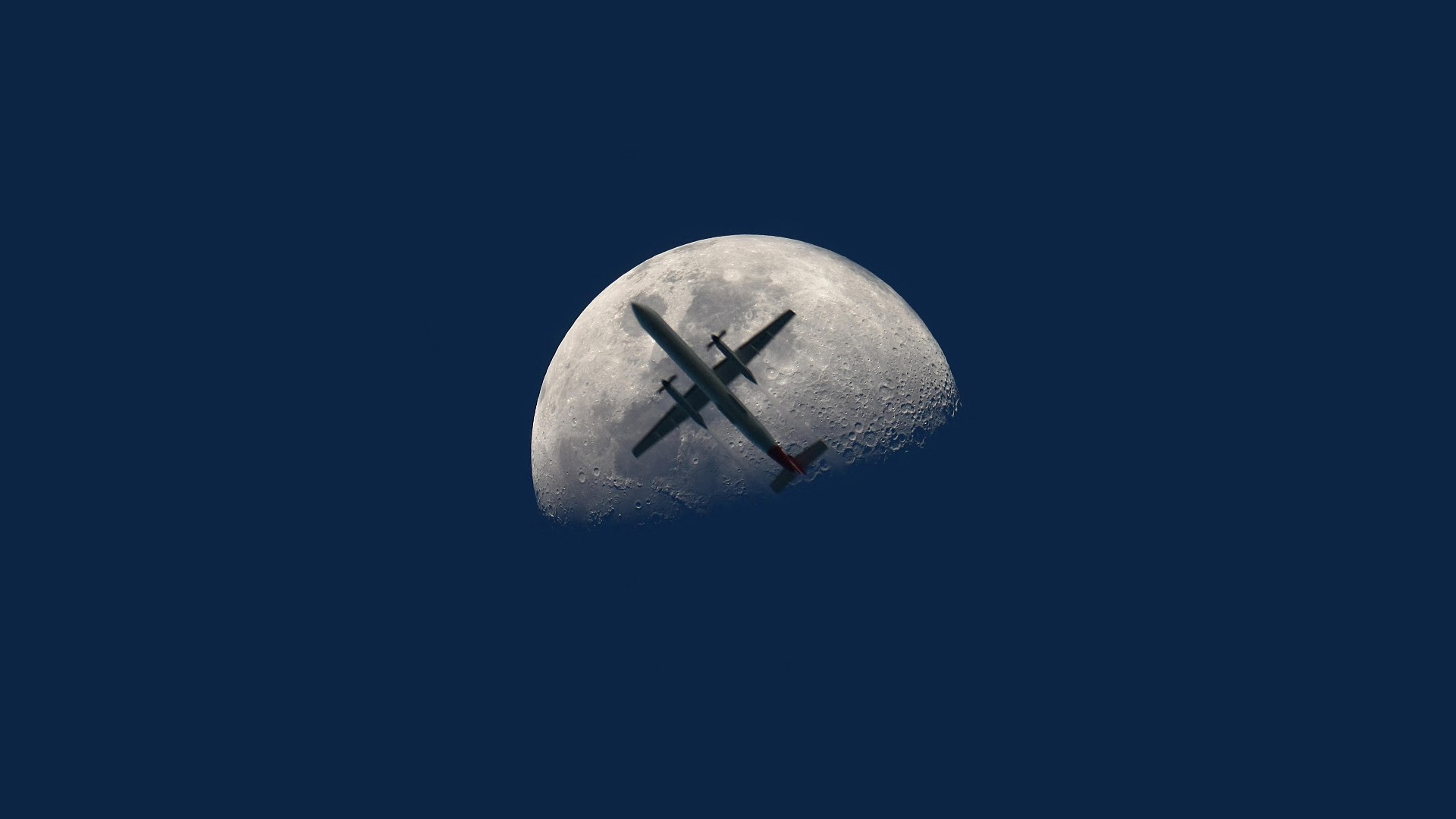 Download mobile wallpaper Transport, Landscape, Airplanes, Moon for free.
