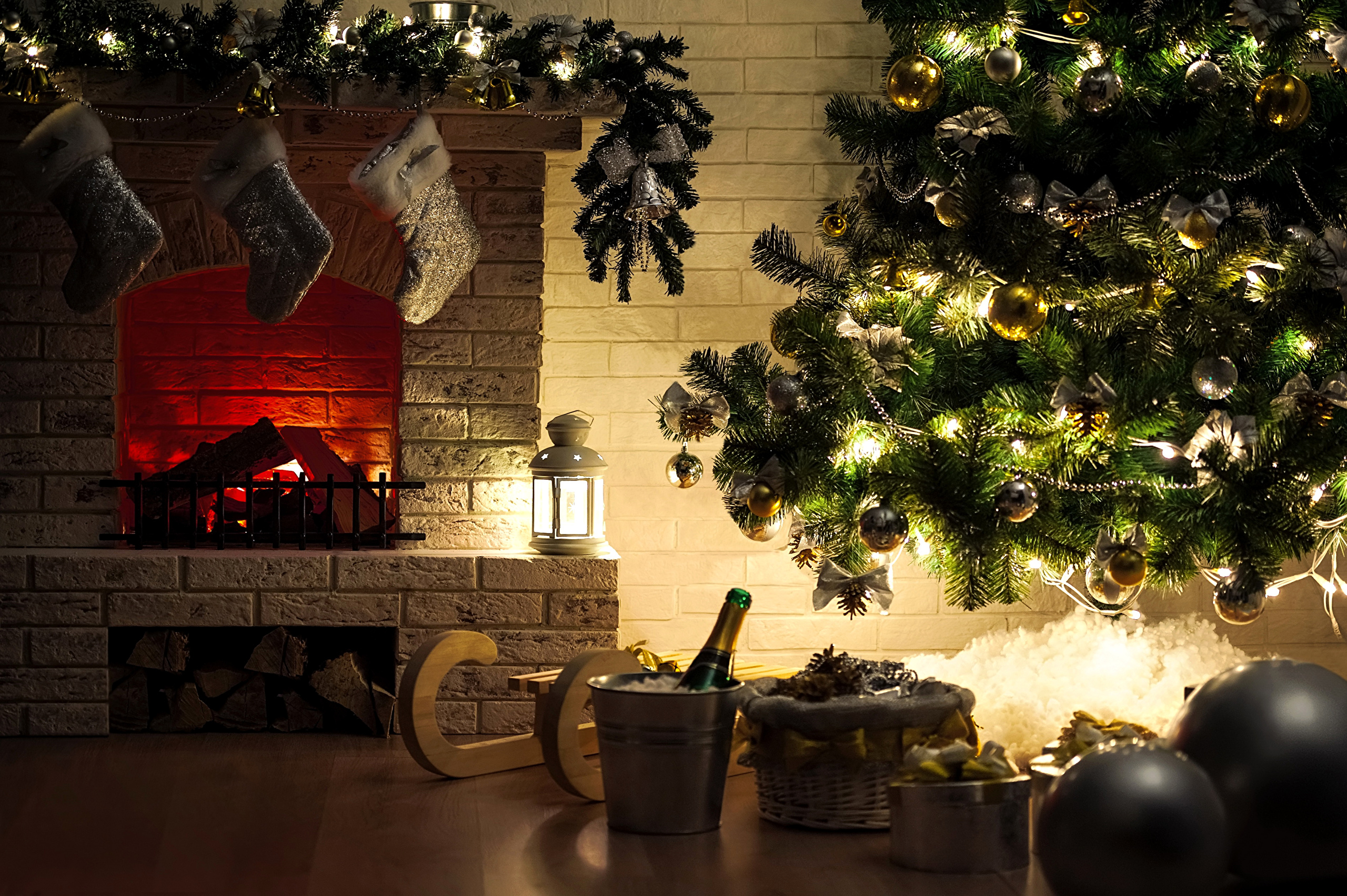 Free download wallpaper Christmas, Holiday, Christmas Tree, Fireplace on your PC desktop