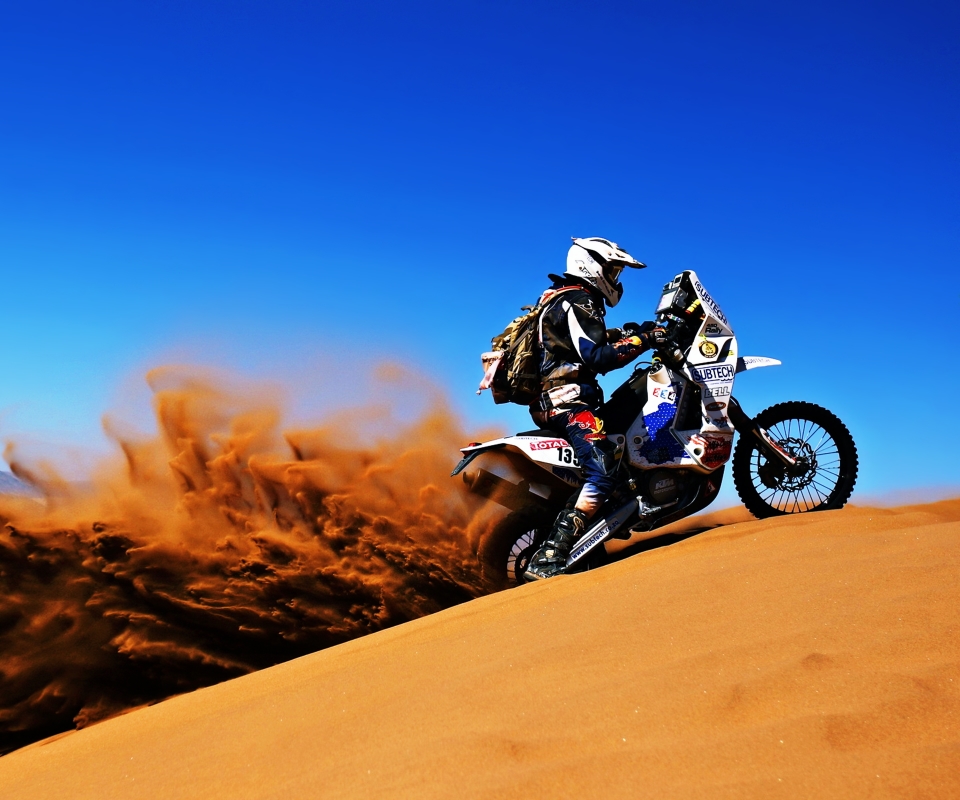 Download mobile wallpaper Sports, Sand, Desert, Motocross, Bike, Dune, Africa, Race, Racing, Dakar Rally for free.