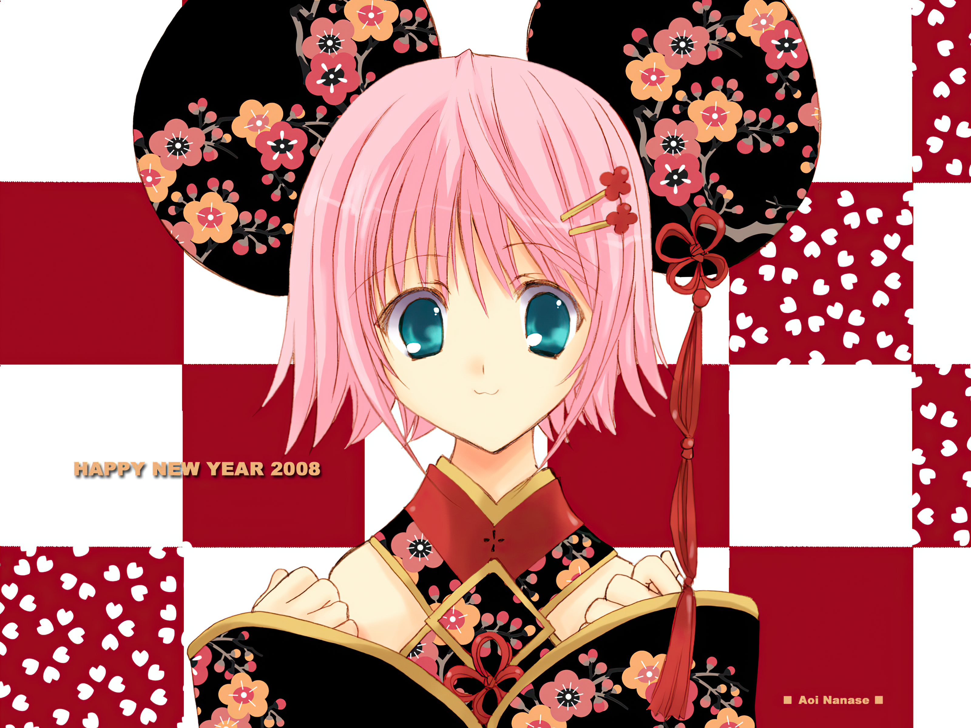 Download mobile wallpaper Anime, Flower, Smile, Blue Eyes, Original, Pink Hair, Short Hair for free.