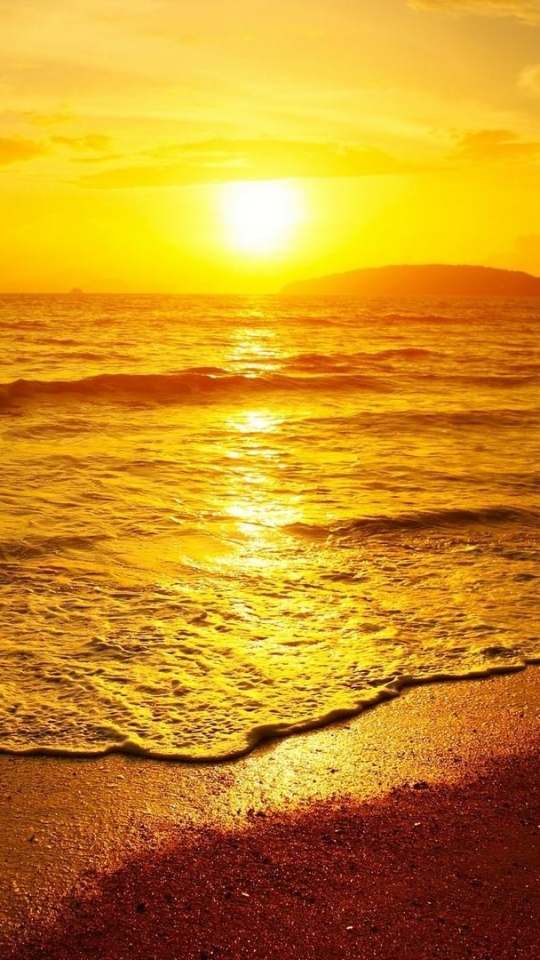 Download mobile wallpaper Sunset, Sky, Beach, Horizon, Ocean, Earth, Orange (Color) for free.