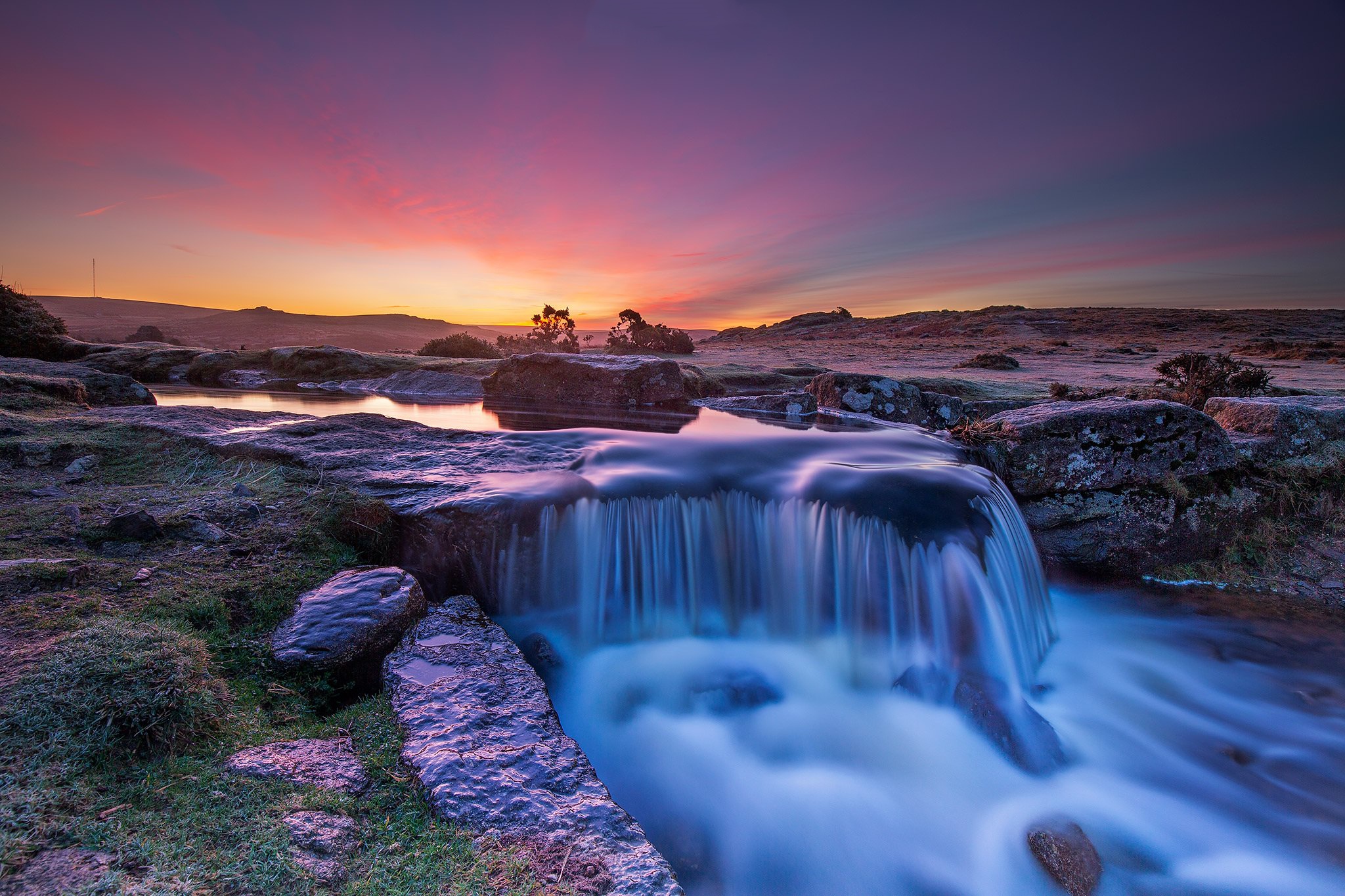 Free download wallpaper Sunset, Waterfalls, Waterfall, Earth on your PC desktop