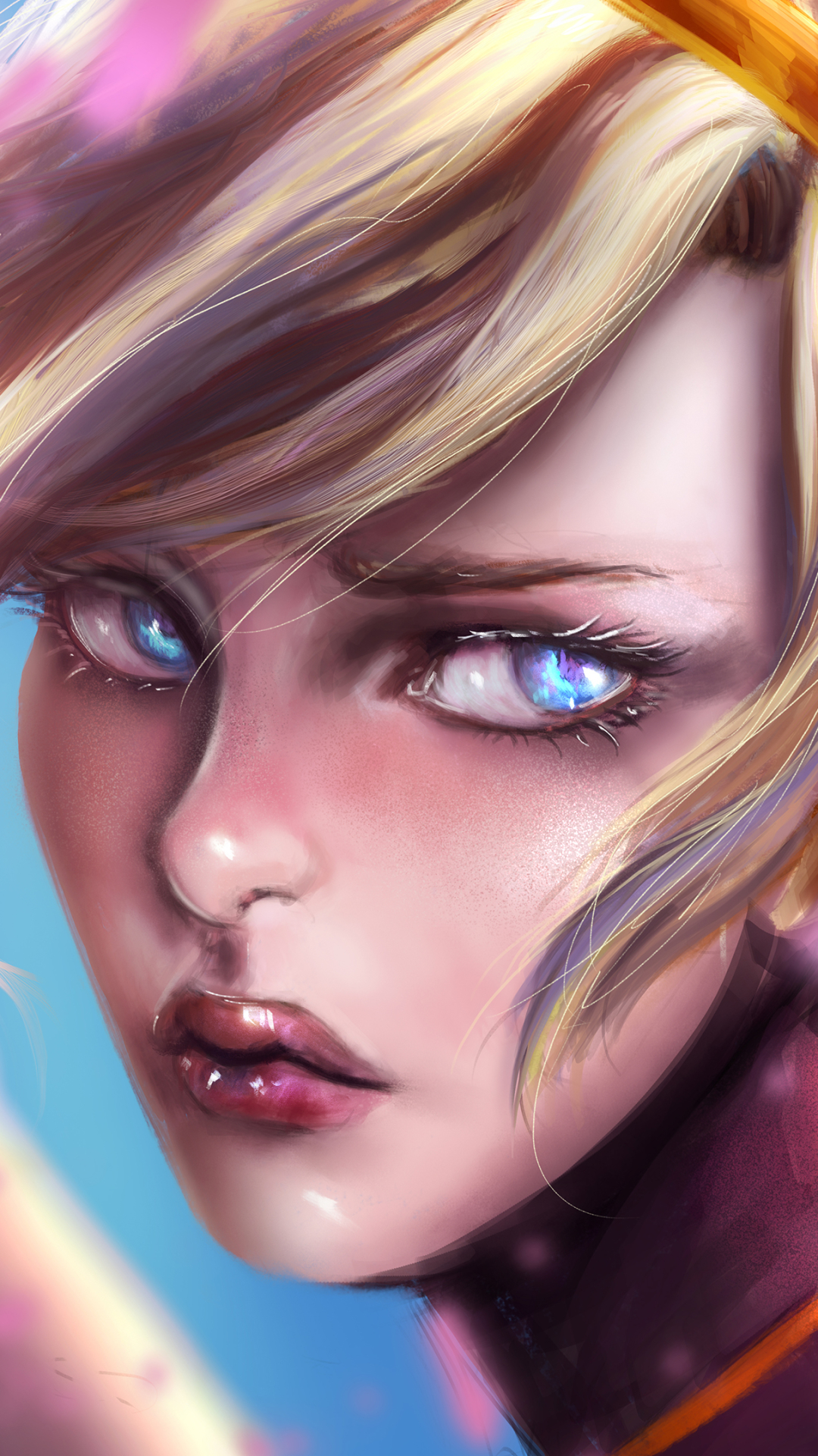 Download mobile wallpaper Blonde, Face, Blue Eyes, Overwatch, Video Game, Mercy (Overwatch) for free.