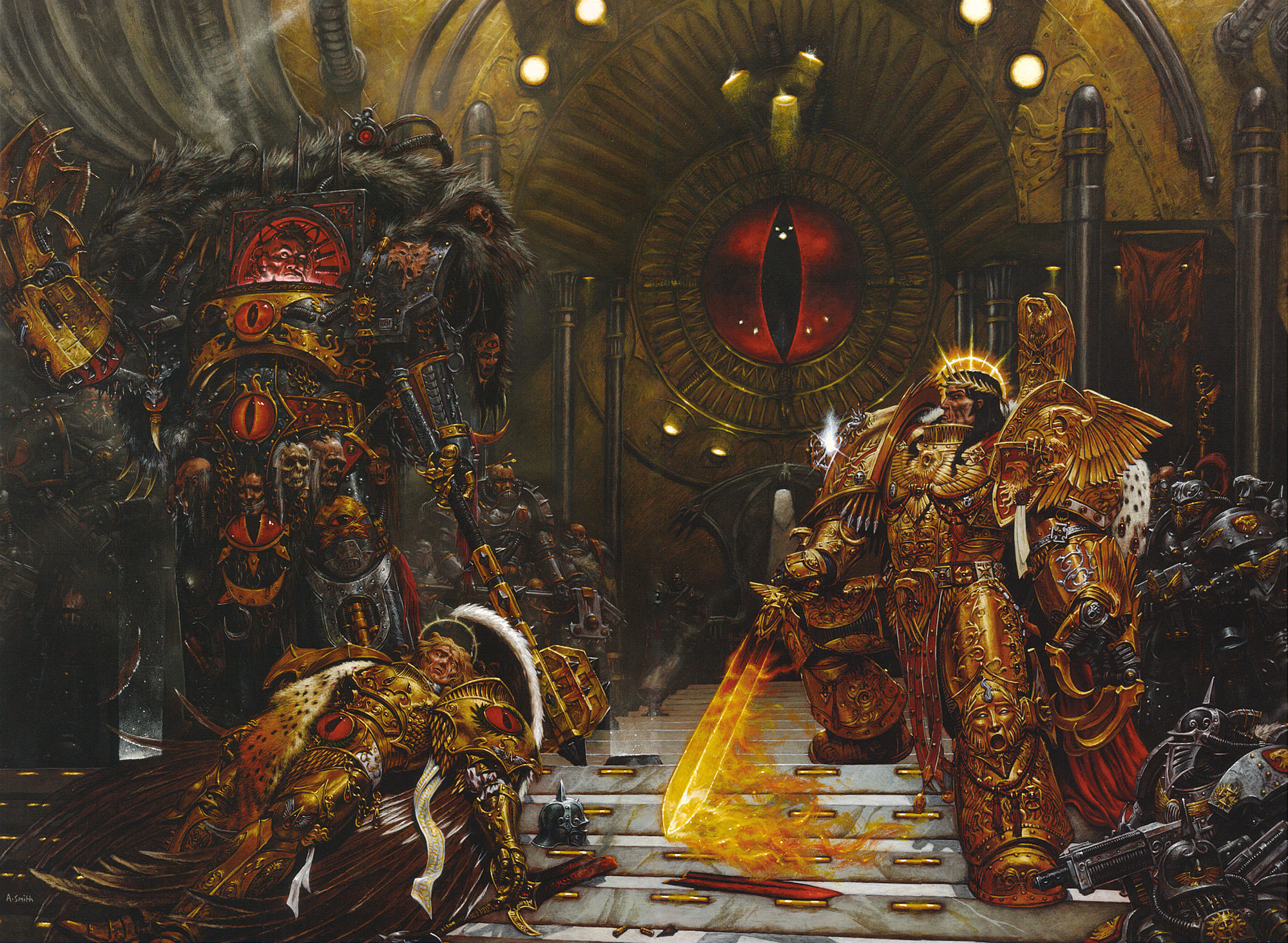 Descarga gratuita de fondo de pantalla para móvil de Emperador De La Humanidad (Warhammer 40K), Horus (Warhammer 40K), Sanguinius (Warhammer 40K), Martillo De Guerra, Videojuego.