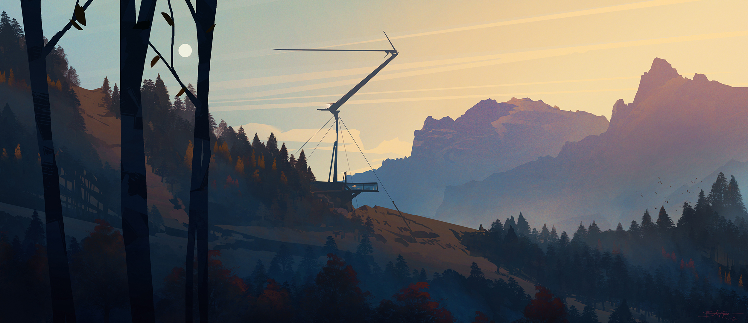 Free download wallpaper Landscape, Fantasy, Sky, Mountain, Forest, Tree on your PC desktop