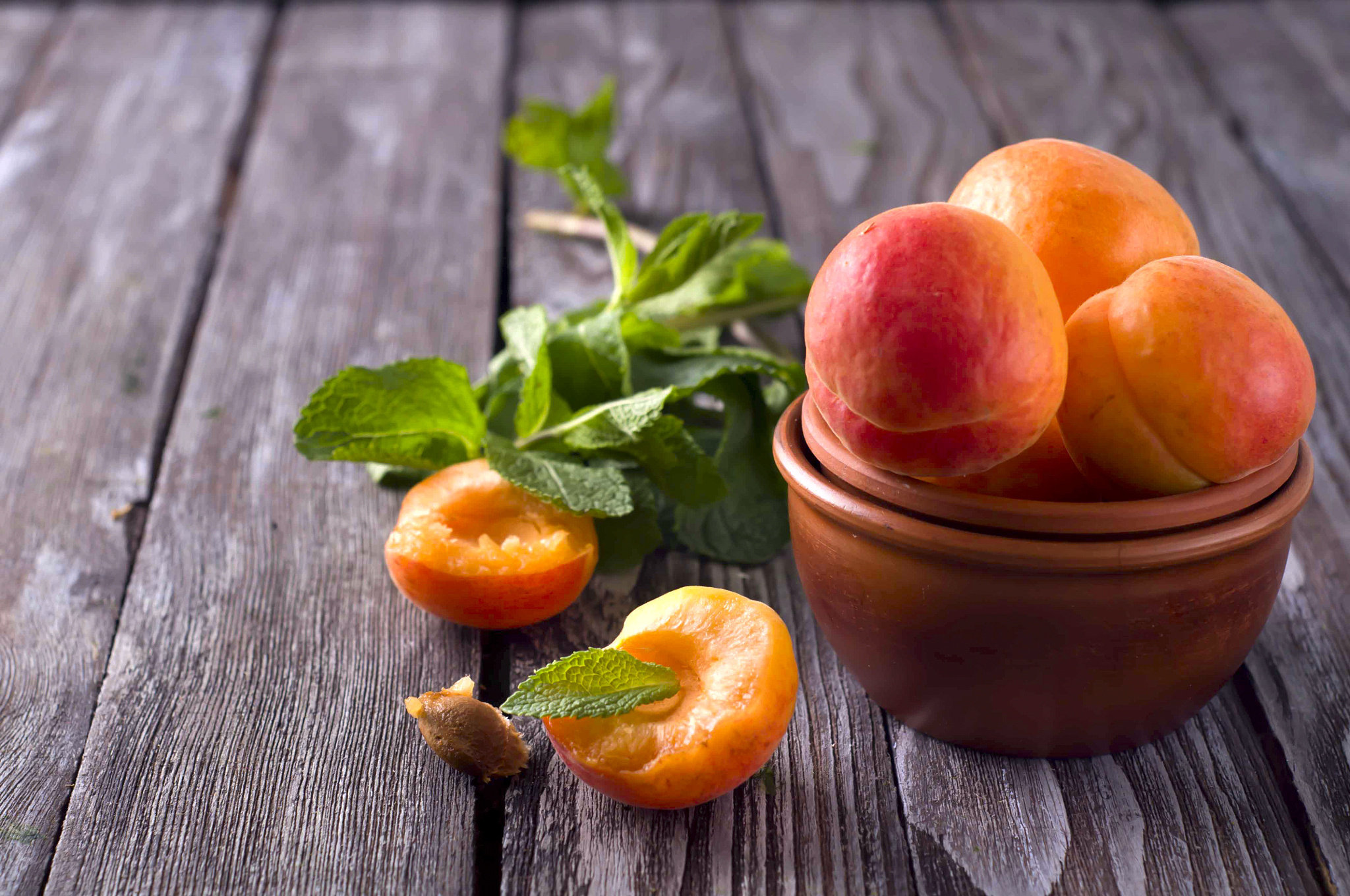 Laden Sie das Frucht, Minze, Aprikose, Nahrungsmittel-Bild kostenlos auf Ihren PC-Desktop herunter
