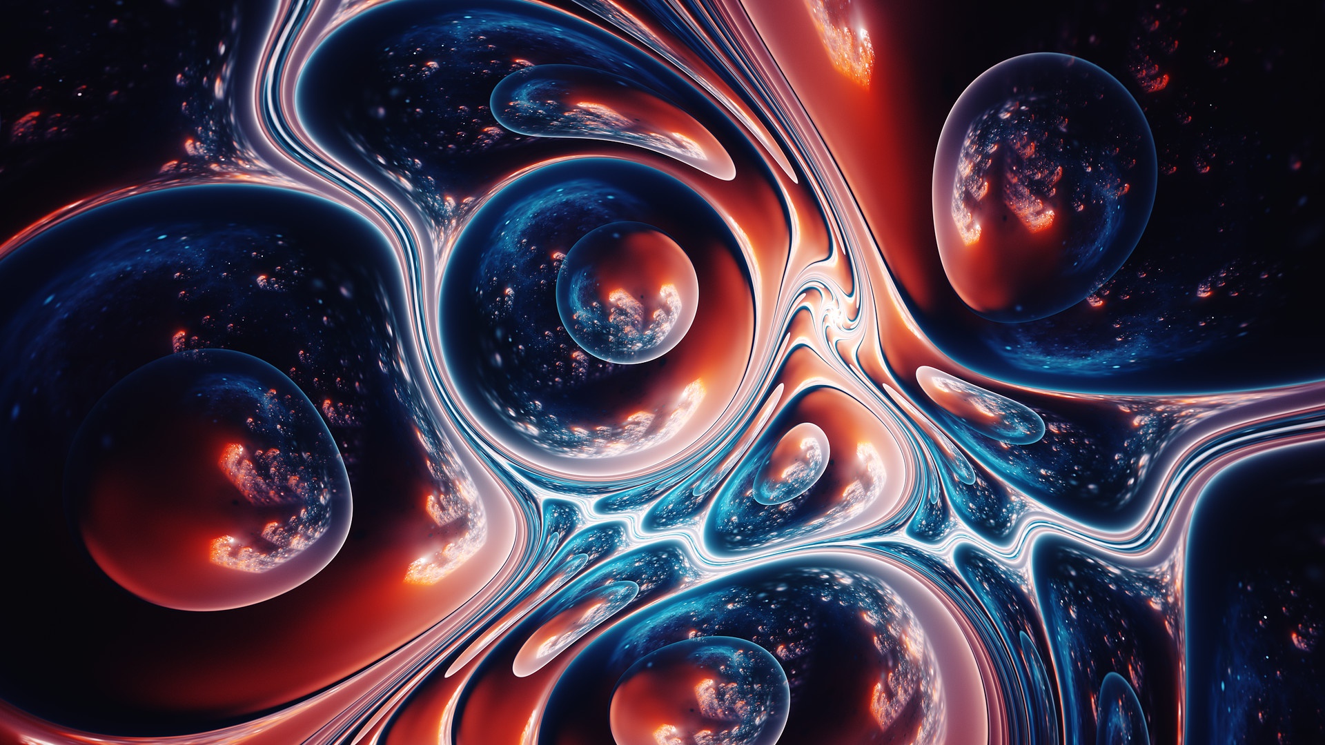 Download mobile wallpaper Abstract, Reflection, Fractal, Bubble for free.