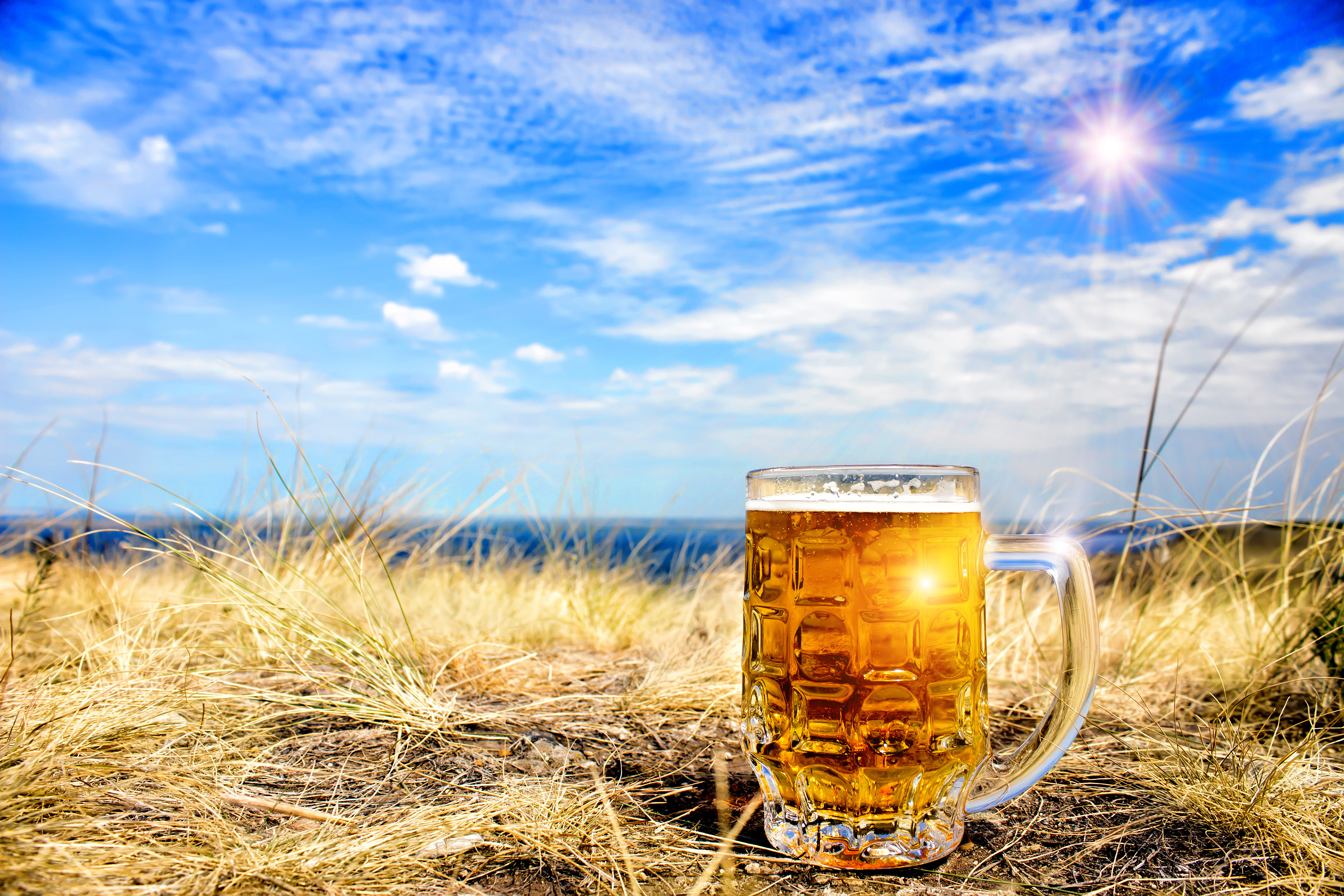 Download mobile wallpaper Food, Sky, Beer, Glass, Drink, Alcohol for free.