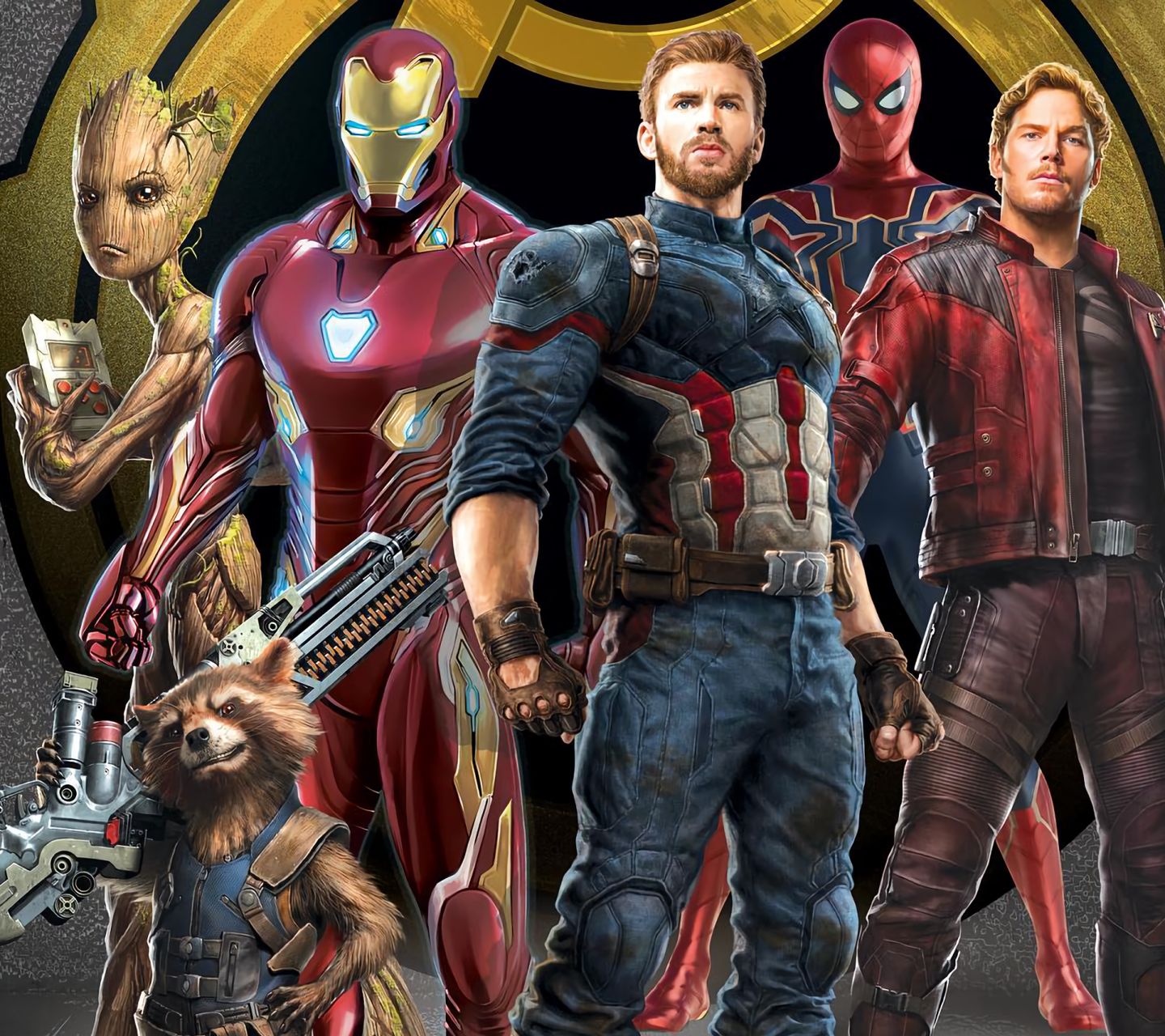 Download mobile wallpaper Spider Man, Iron Man, Captain America, Movie, The Avengers, Rocket Raccoon, Star Lord, Groot, Avengers: Infinity War for free.