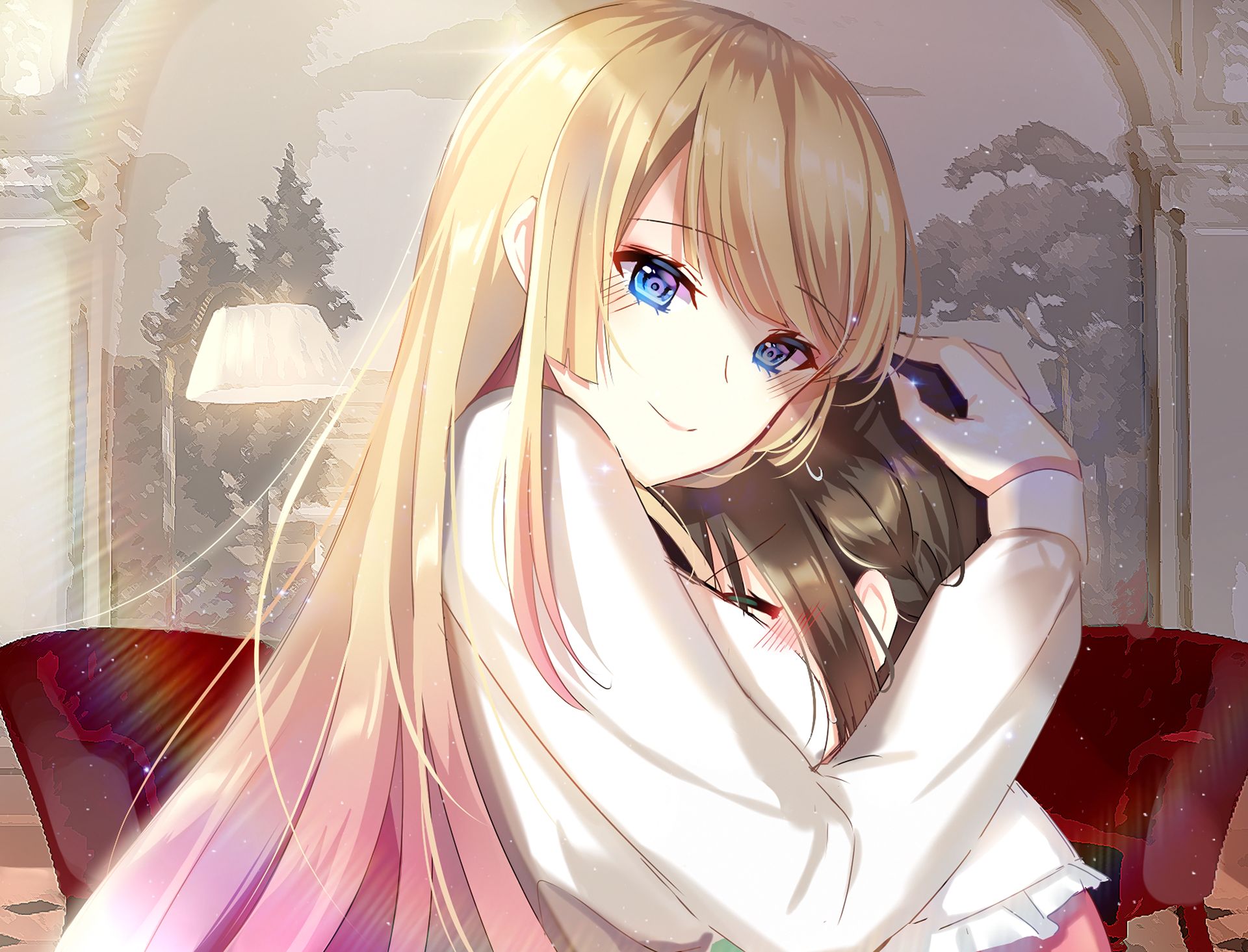 Download mobile wallpaper Anime, Blonde, Blue Eyes, Original, Long Hair for free.