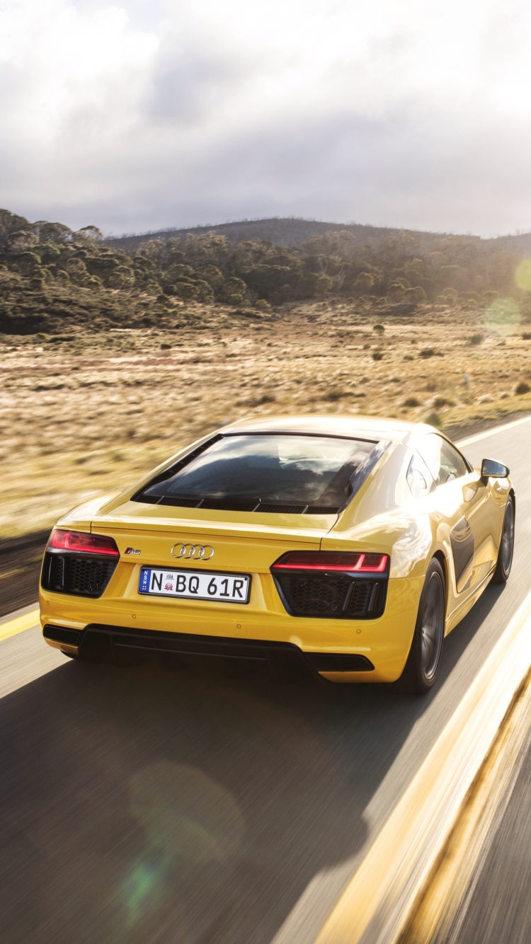 Download mobile wallpaper Audi, Car, Supercar, Audi R8, Vehicle, Vehicles, Yellow Car, Audi R8 V10 for free.
