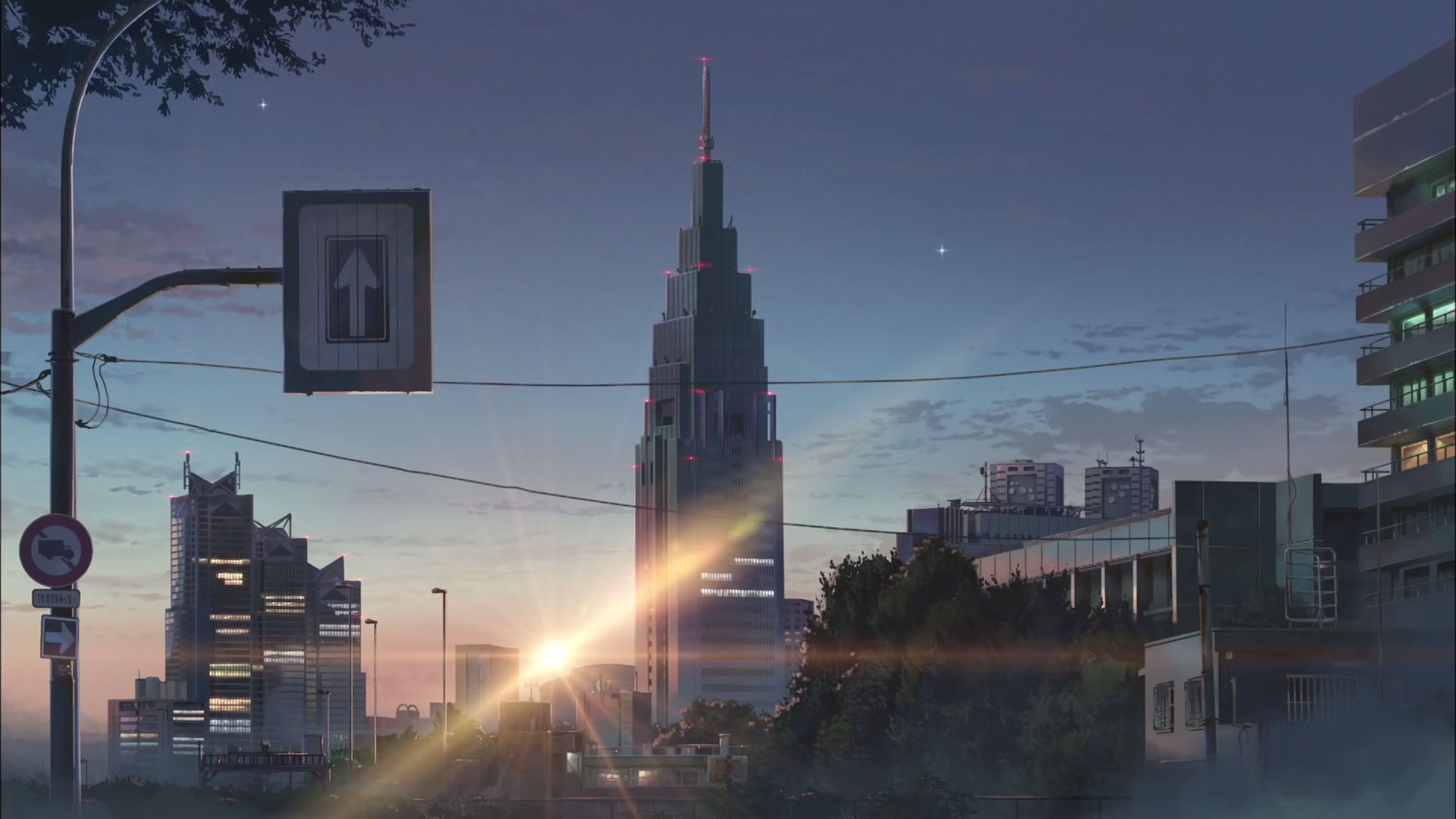 tokyo, anime, your name, building, sunset