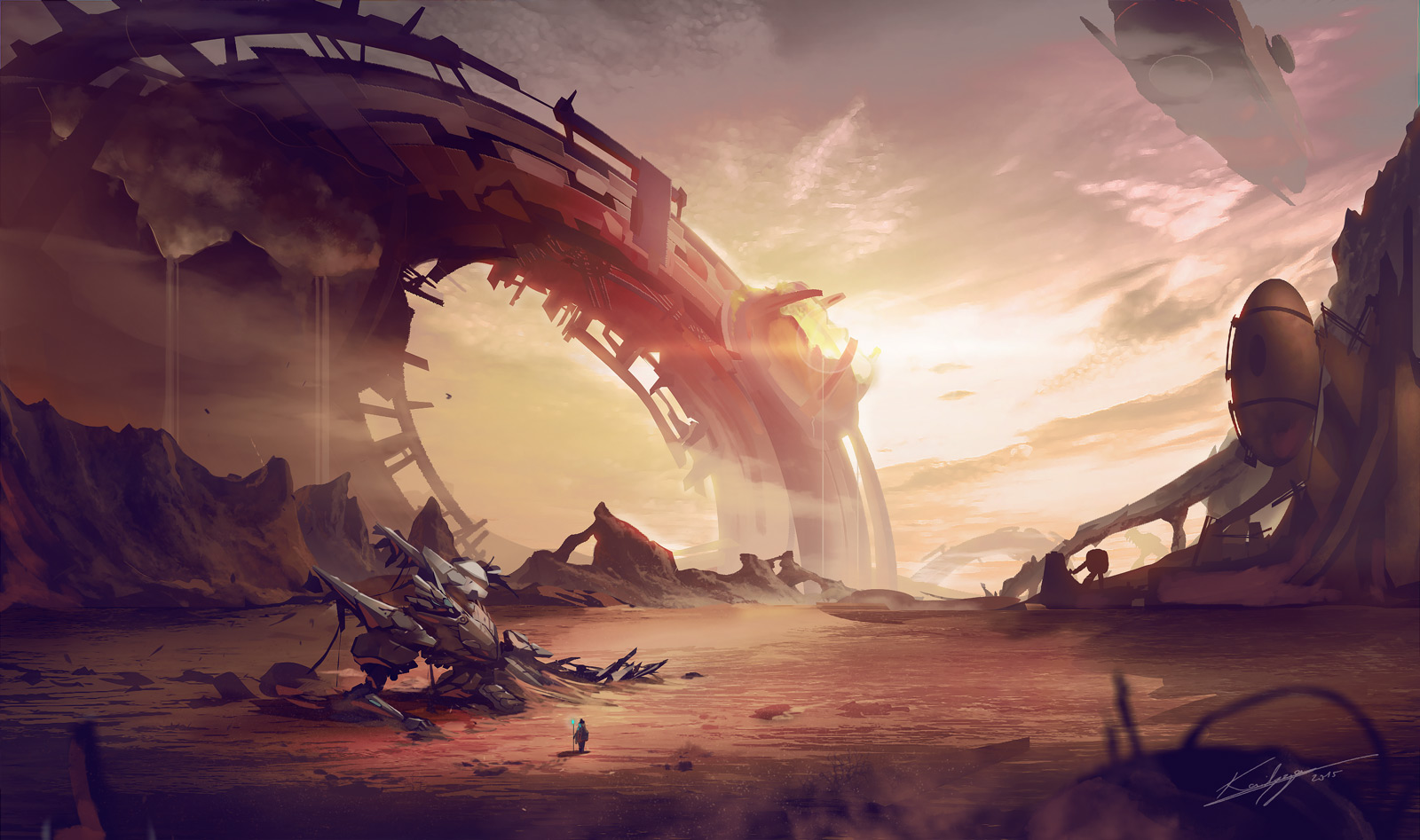 Free download wallpaper Landscape, Robot, Sci Fi on your PC desktop