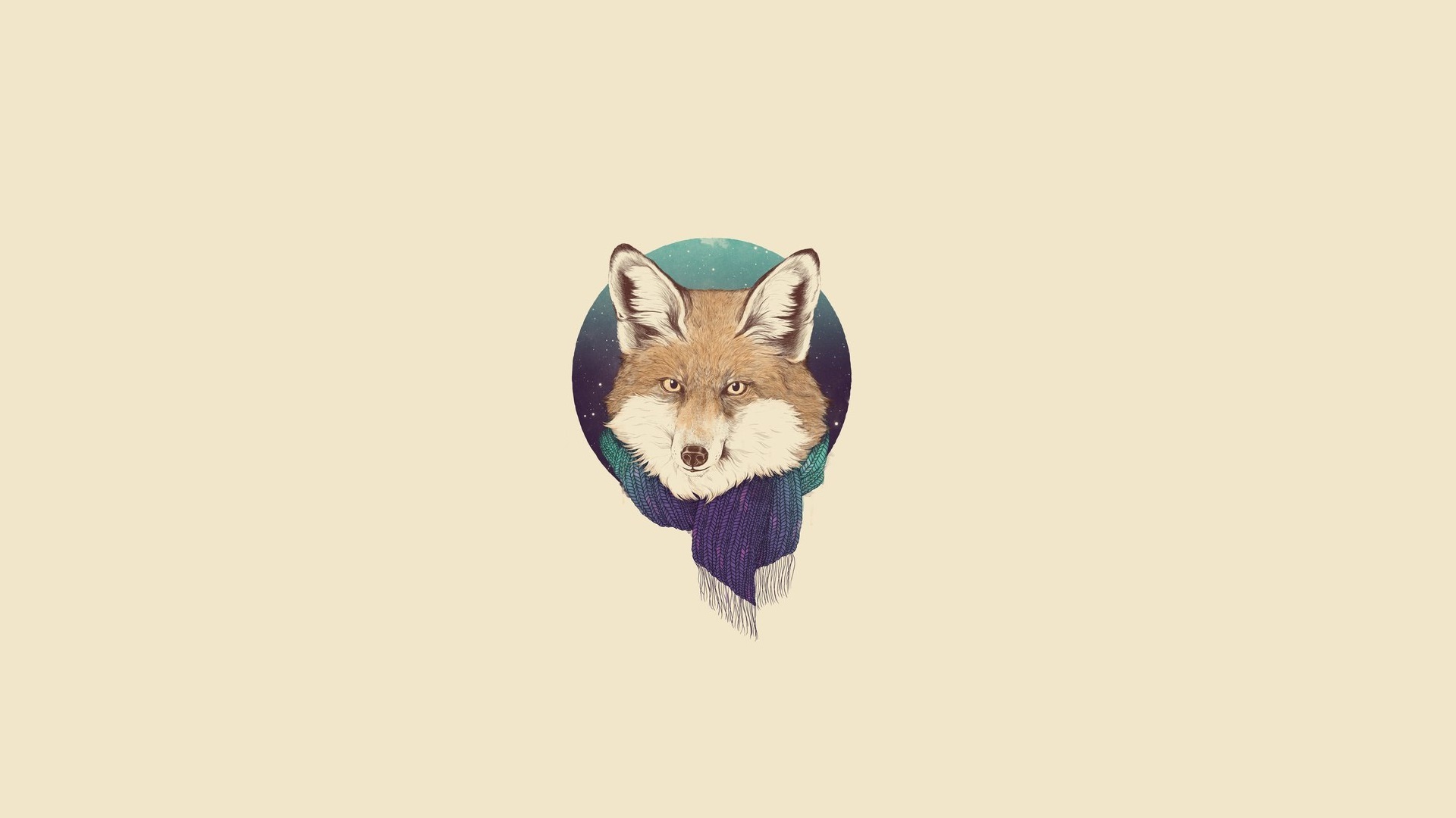 Download mobile wallpaper Fox, Animal, Scarf, Minimalist for free.