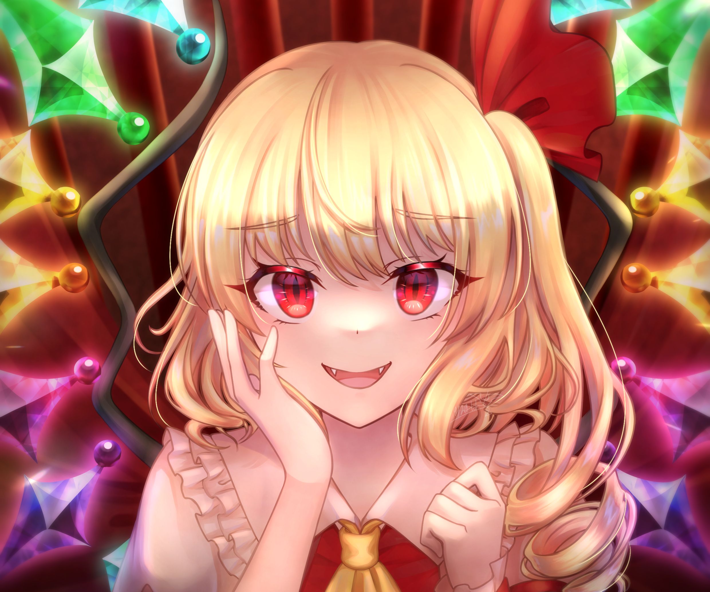 Download mobile wallpaper Anime, Red Eyes, Flandre Scarlet, Touhou for free.