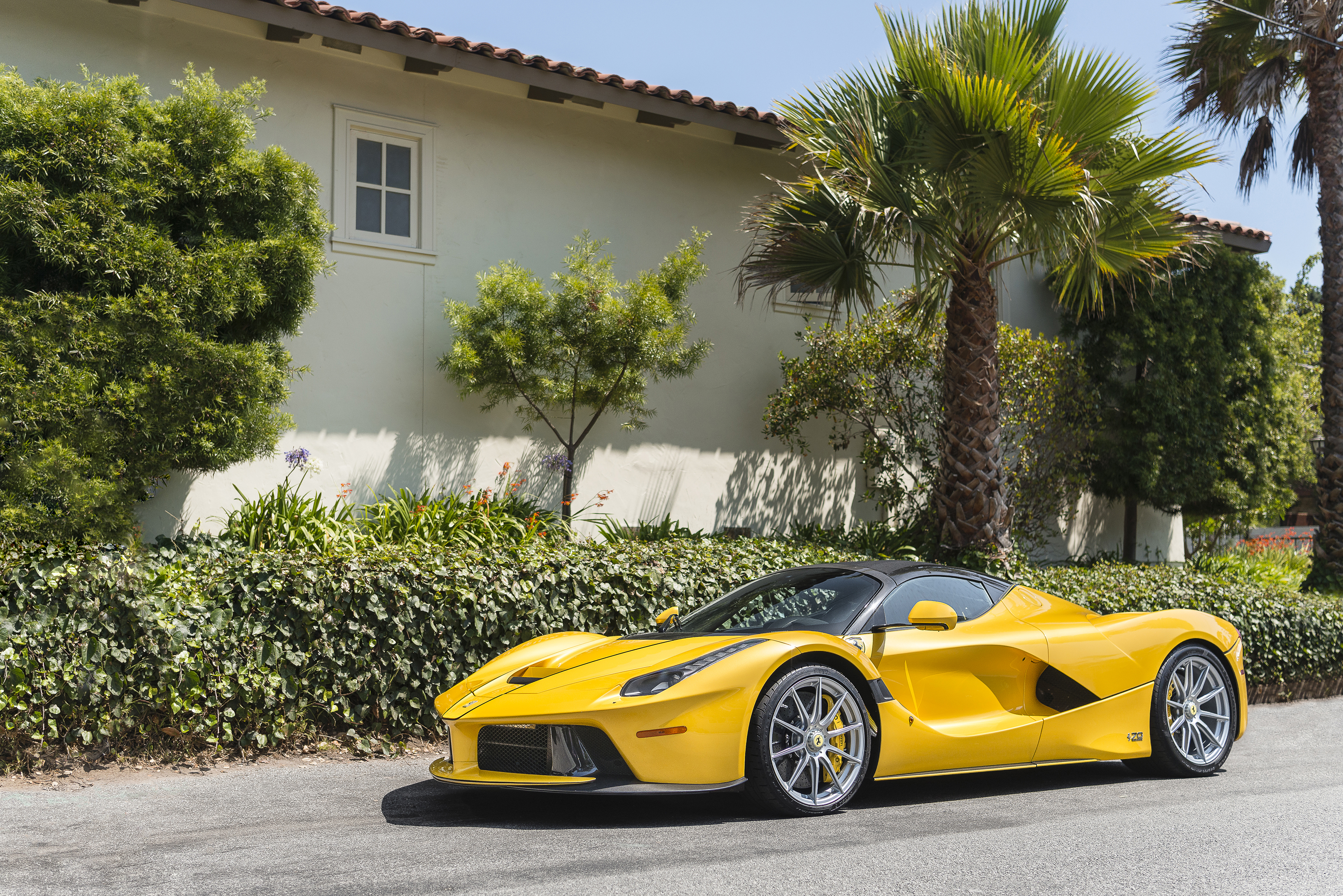 Download mobile wallpaper Ferrari, Car, Supercar, Vehicles, Yellow Car, Ferrari Laferrari Aperta for free.