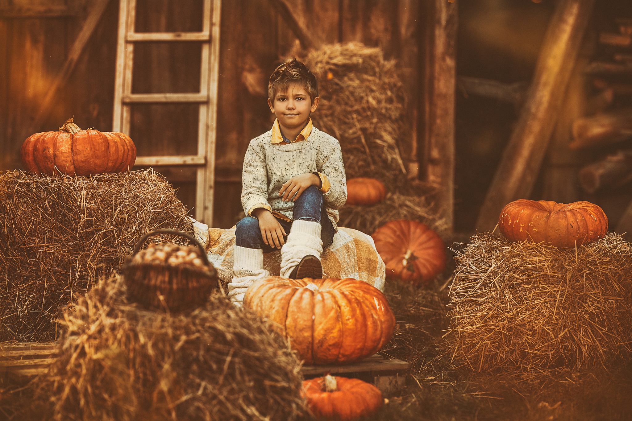 Download mobile wallpaper Pumpkin, Child, Photography, Little Boy for free.