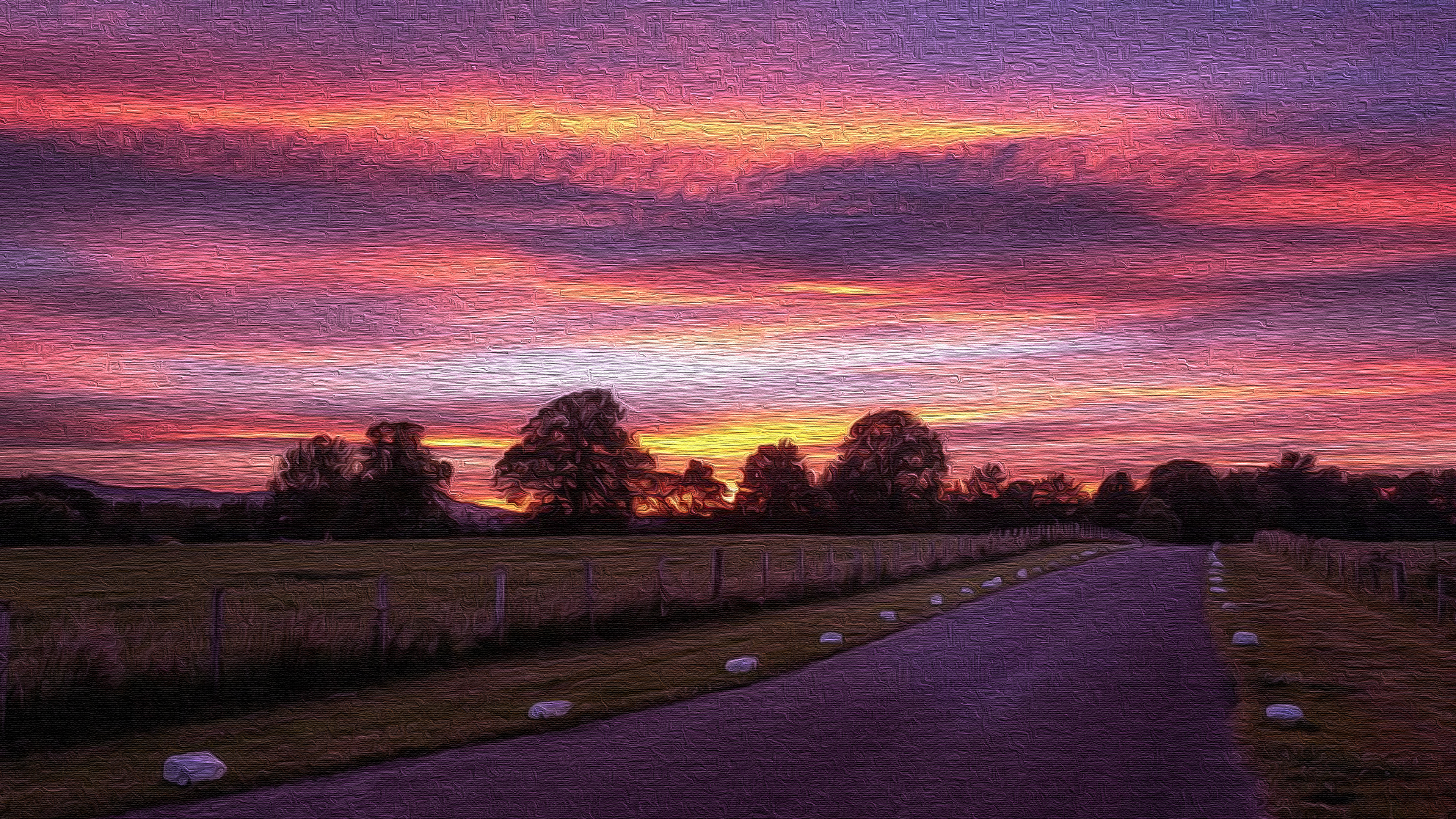 Free download wallpaper Sunset, Road, Artistic on your PC desktop