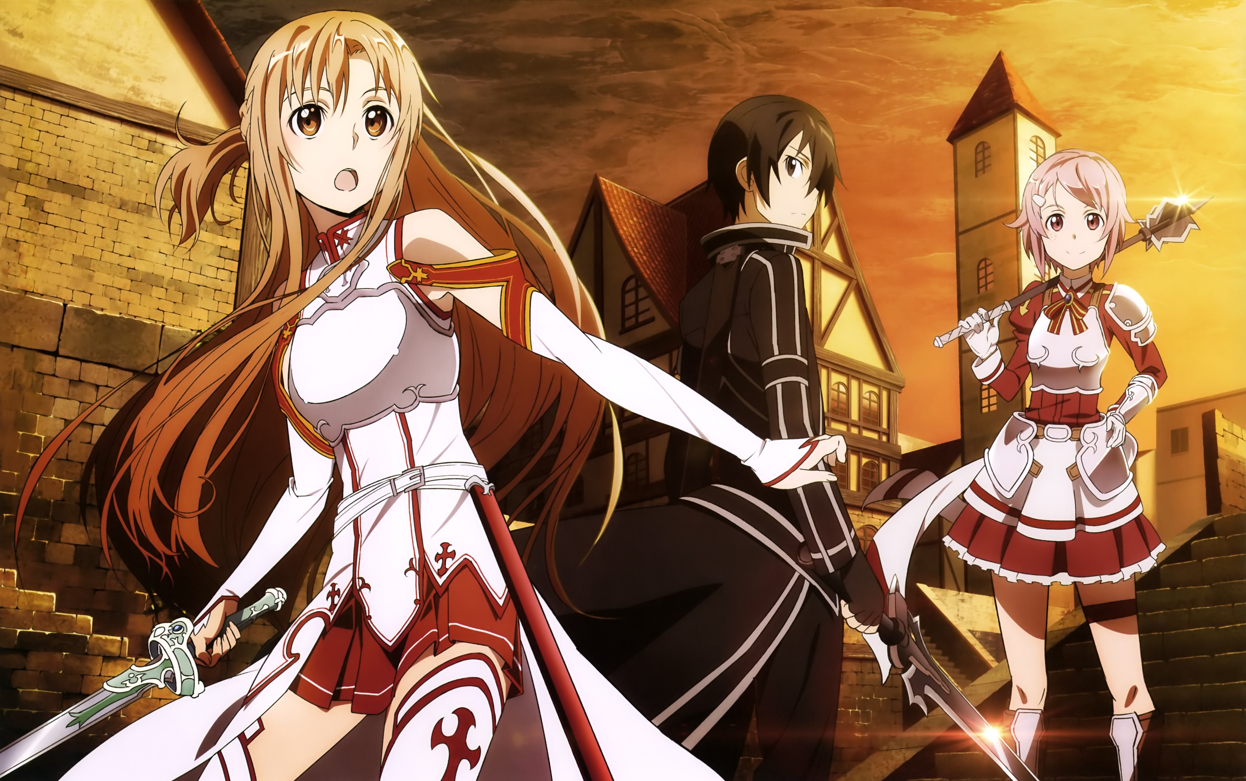 Laden Sie das Animes, Asuna Yuuki, Sword Art Online, Kirito (Schwertkunst Online), Lisbeth (Schwertkunst Online)-Bild kostenlos auf Ihren PC-Desktop herunter