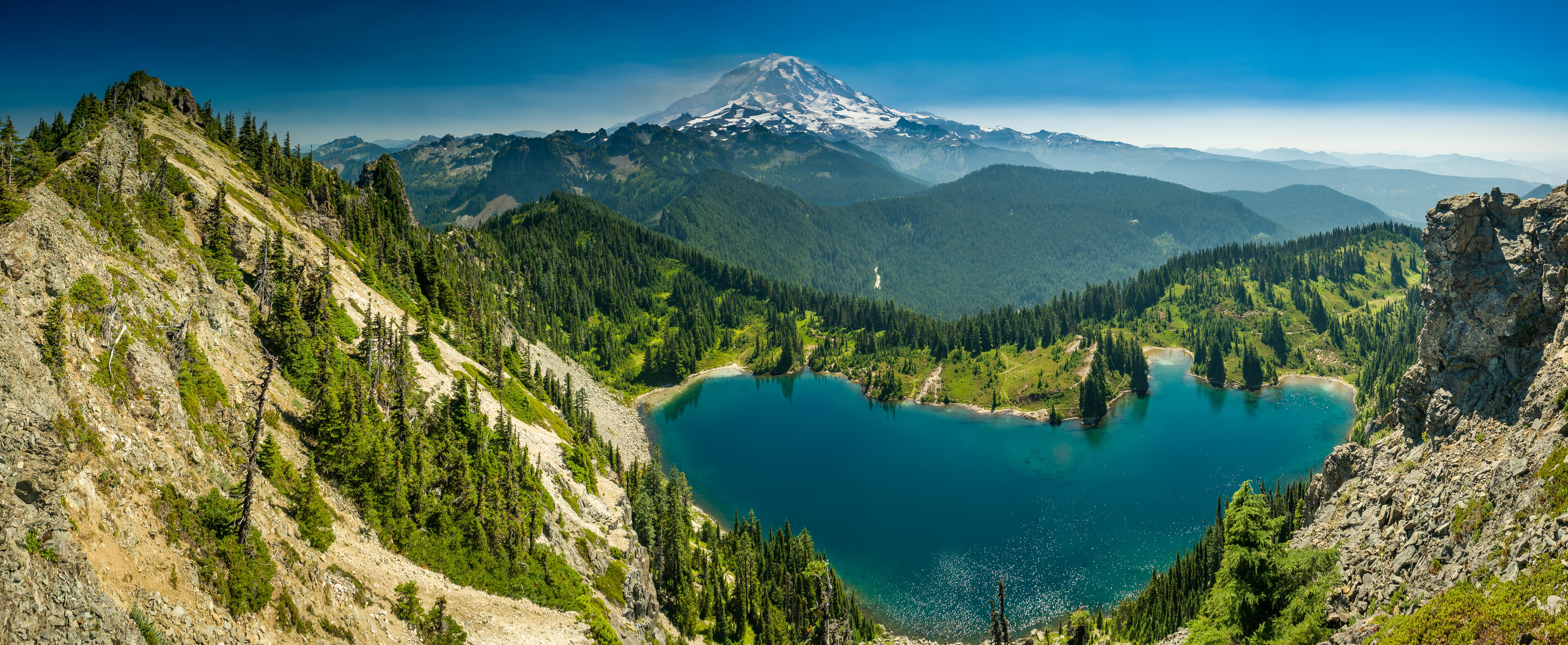 Download mobile wallpaper Mountains, Mountain, Lake, Earth, Mount Rainier for free.