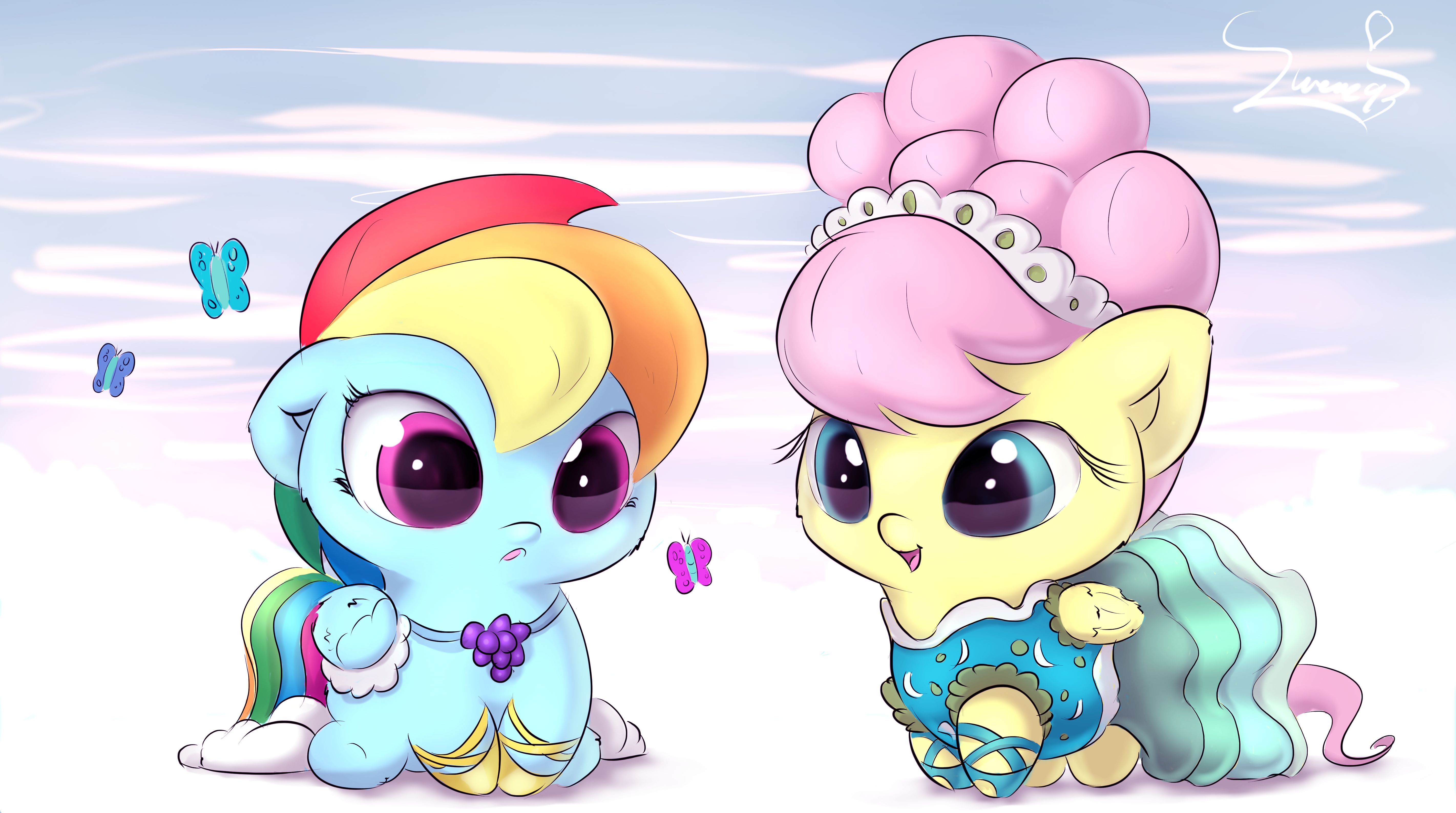 cute, tv show, my little pony: friendship is magic, chibi, fluttershy (my little pony), rainbow dash, my little pony