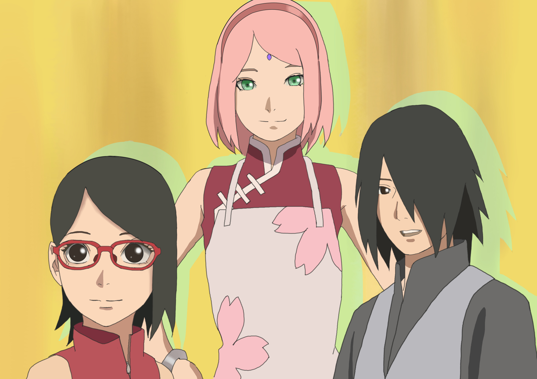 Laden Sie das Naruto, Animes, Sasuke Uchiha, Sakura Haruno, Sarada Uchiha, Boruto-Bild kostenlos auf Ihren PC-Desktop herunter